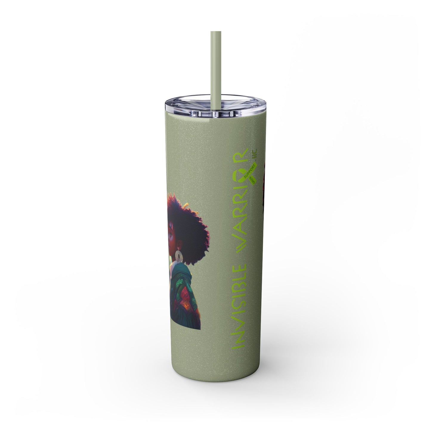 I SUPPORT GREEN - Skinny Tumbler with Straw, 20oz