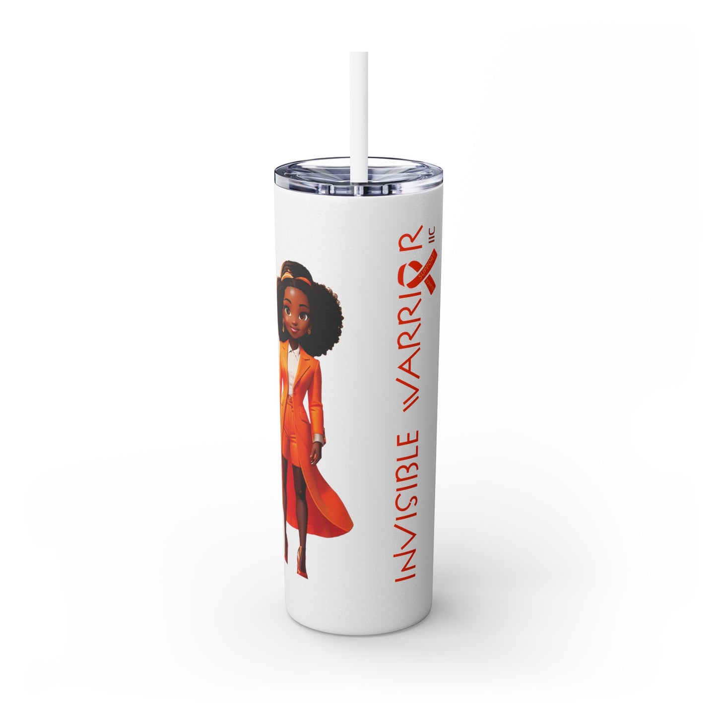 I SUPPORT ORANGE - Skinny Tumbler with Straw, 20oz