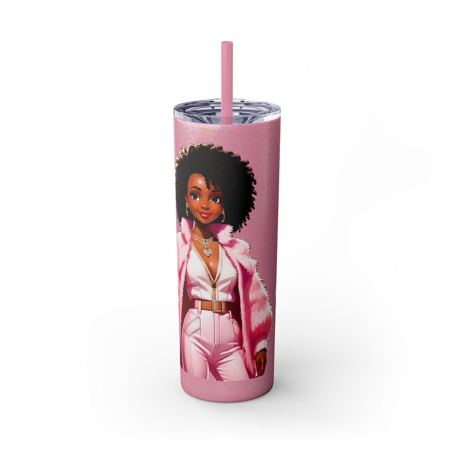 SUPPORT PINK - Skinny Tumbler with Straw, 20oz