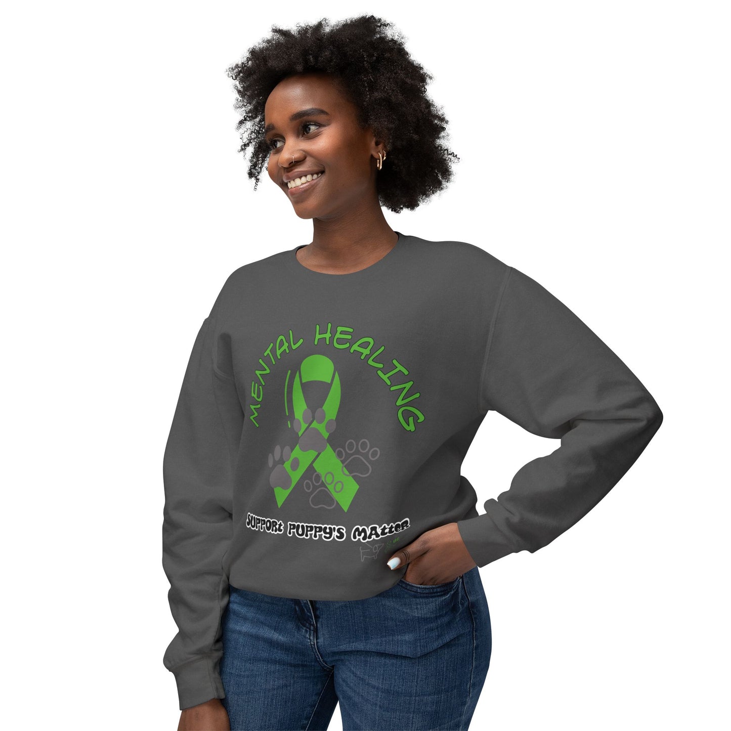 MENTAL WELLNESS - SUPPORT PUPPIES - Unisex Lightweight Crewneck Sweatshirt