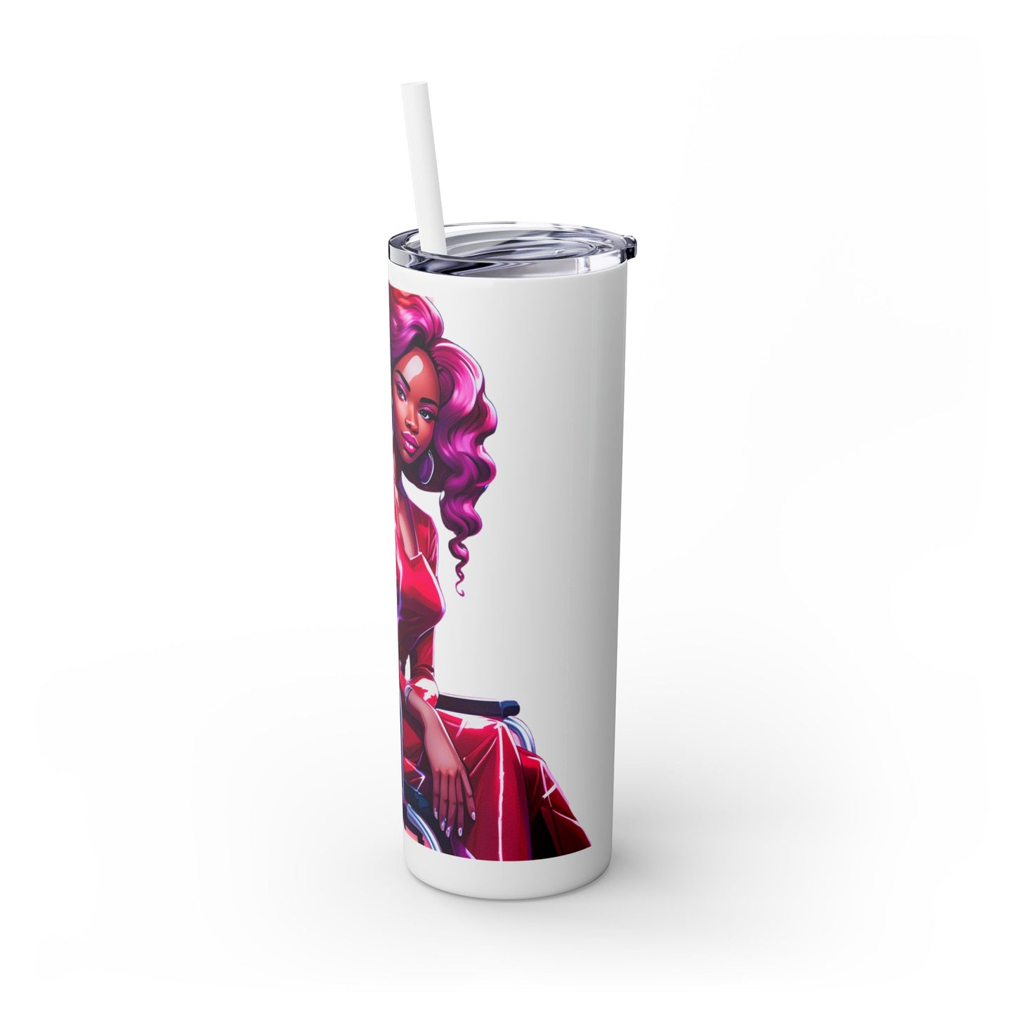 I SUPPORT RED - Skinny Tumbler with Straw, 20oz
