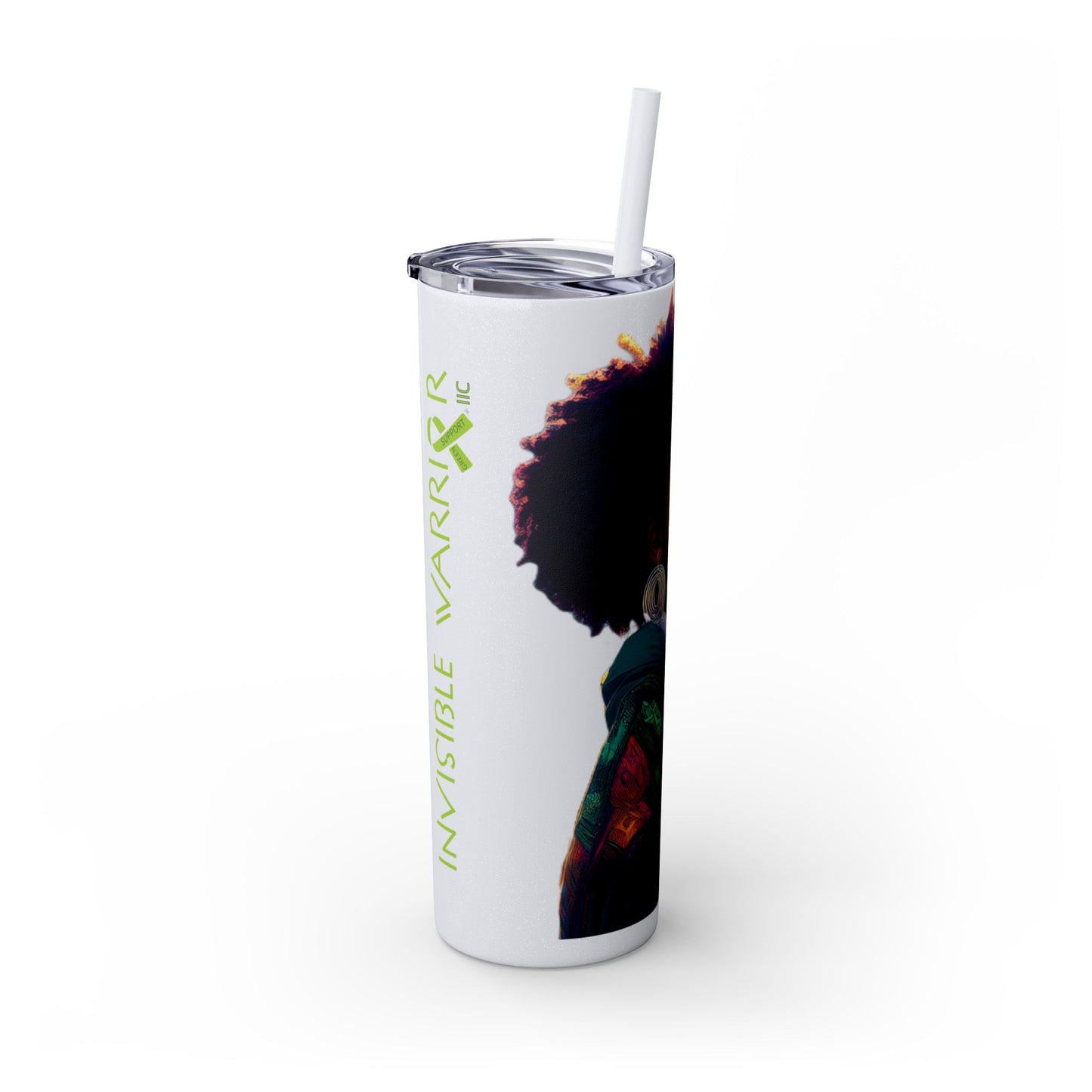 I SUPPORT GREEN - Skinny Tumbler with Straw, 20oz