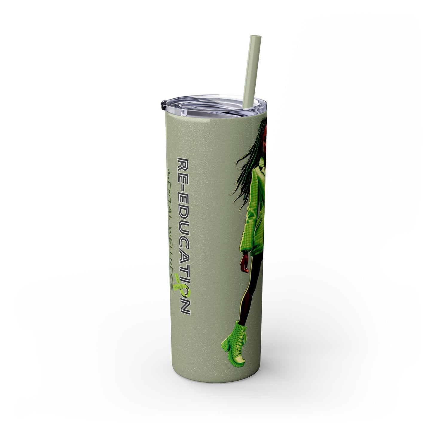 I SUPPORT GREEN - Skinny Tumbler with Straw, 20oz