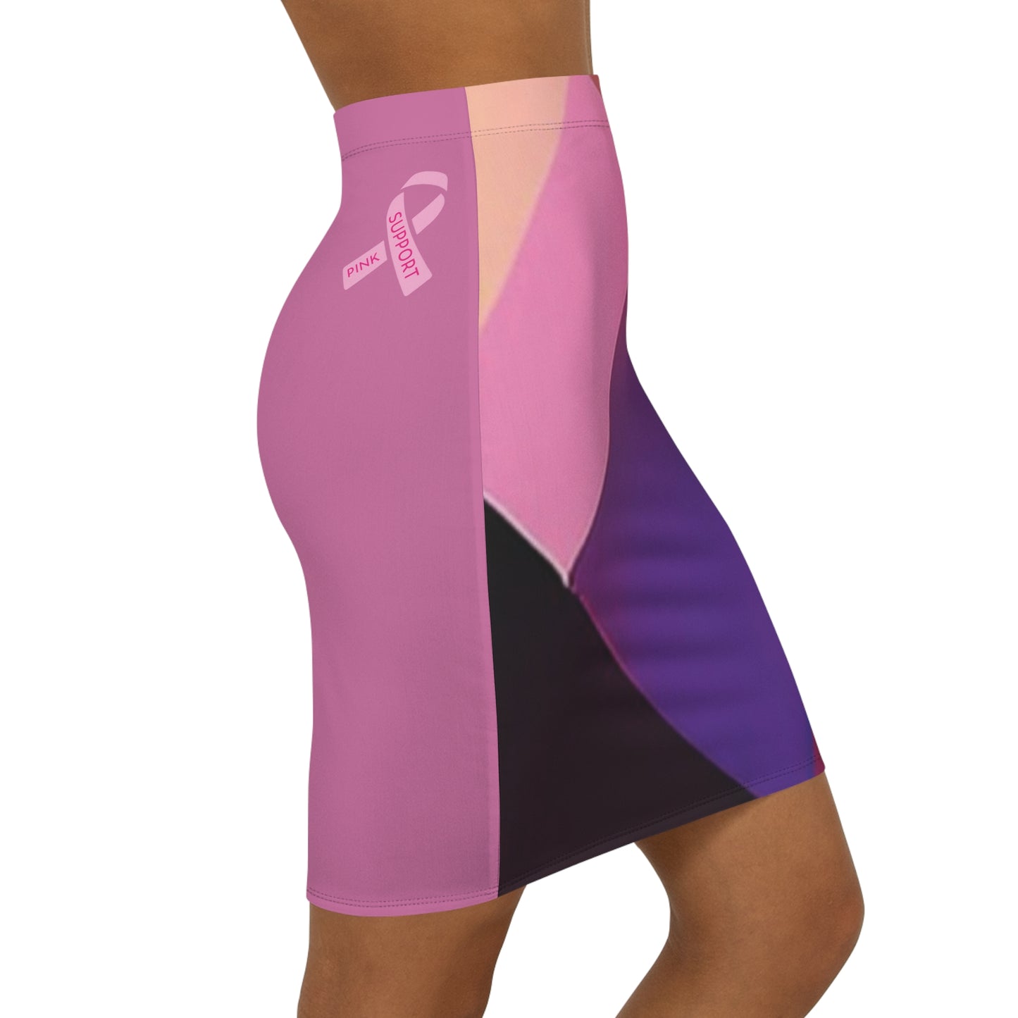 I SUPPORT PINK - Women's Mid-Waist Pencil Skirt (AOP)