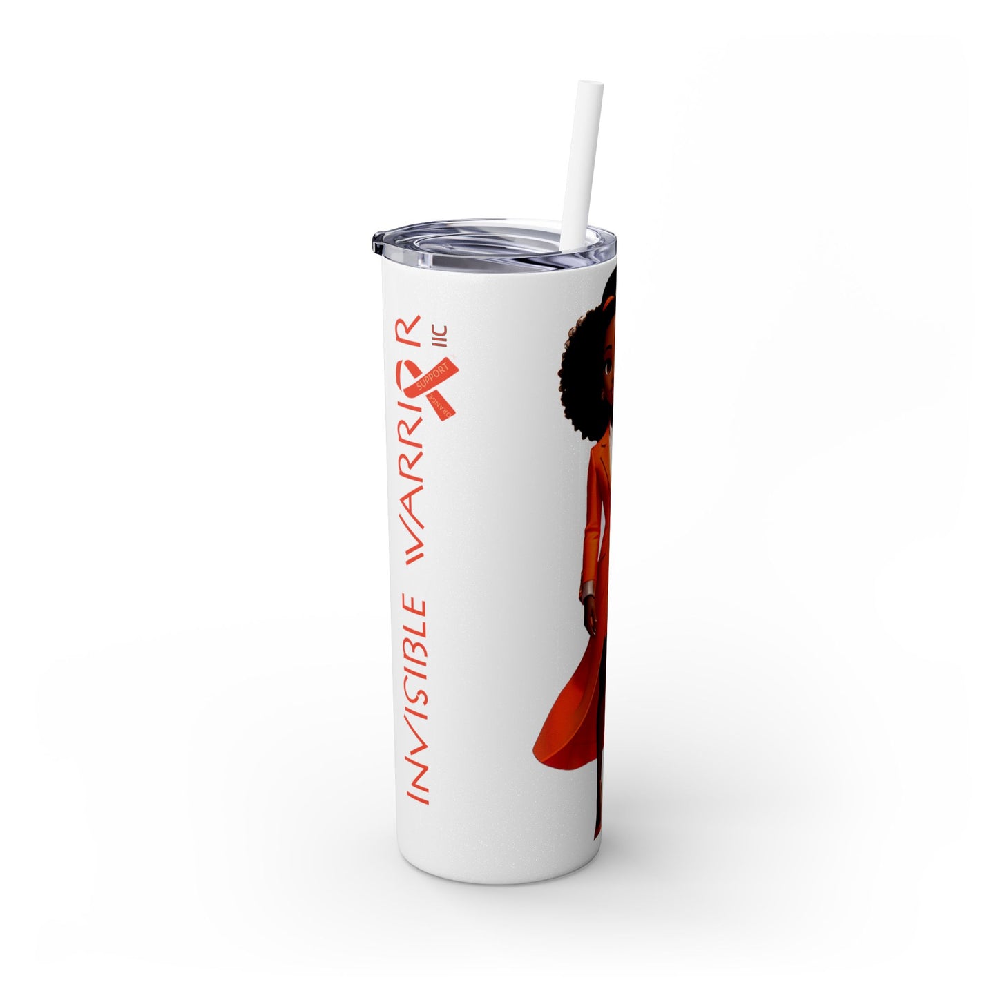 I SUPPORT ORANGE - Skinny Tumbler with Straw, 20oz