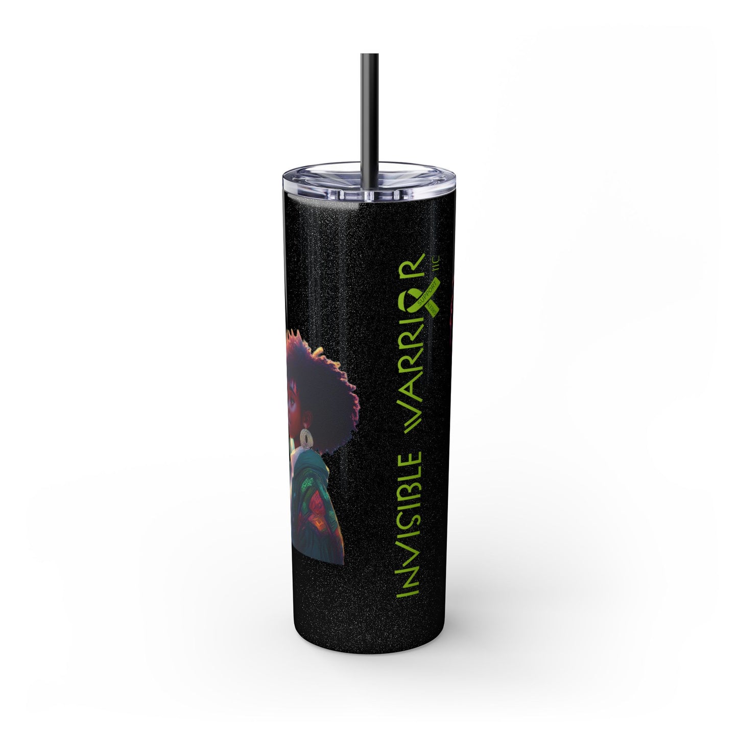 I SUPPORT GREEN - Skinny Tumbler with Straw, 20oz