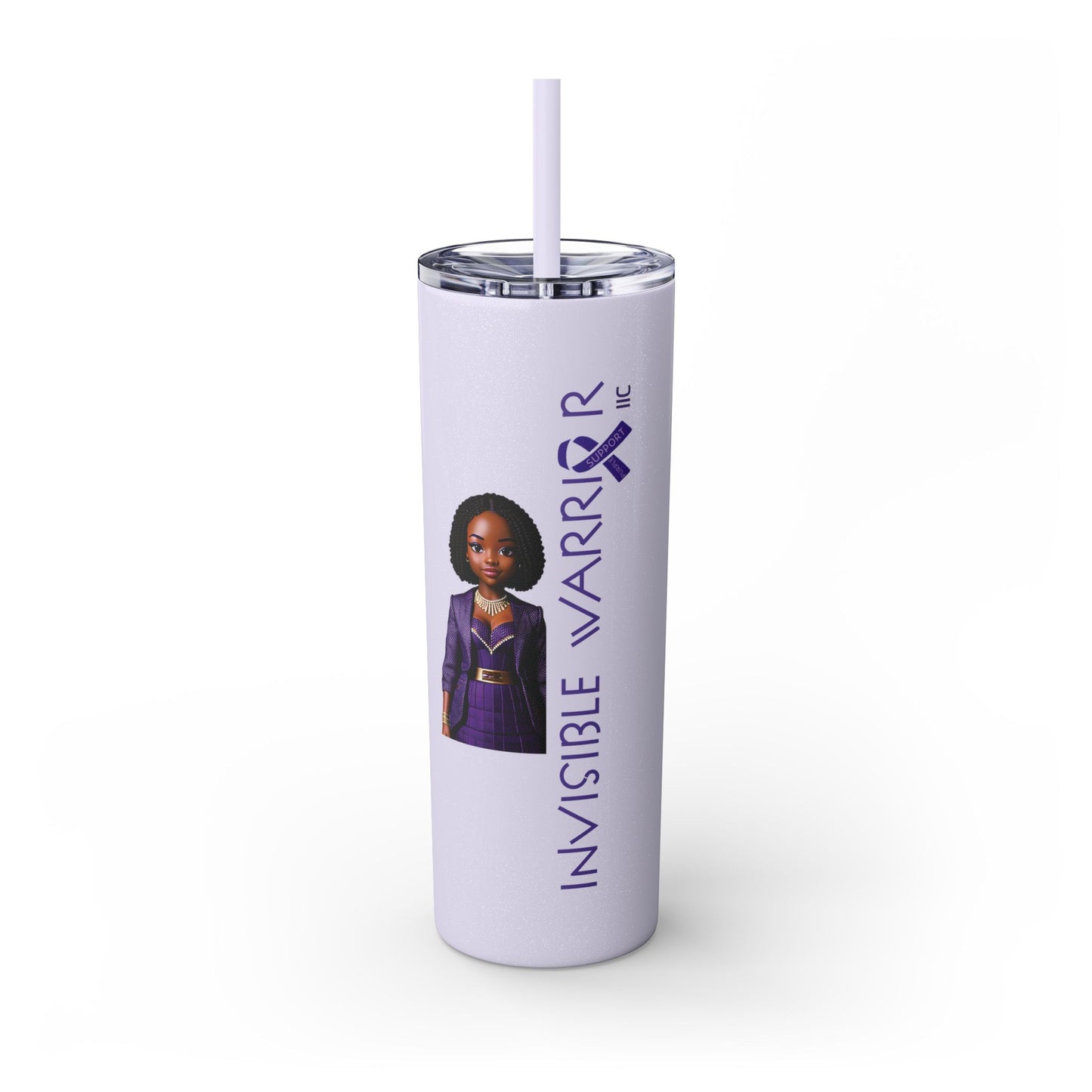 I SUPPORT PURPLE - Skinny Tumbler with Straw, 20oz