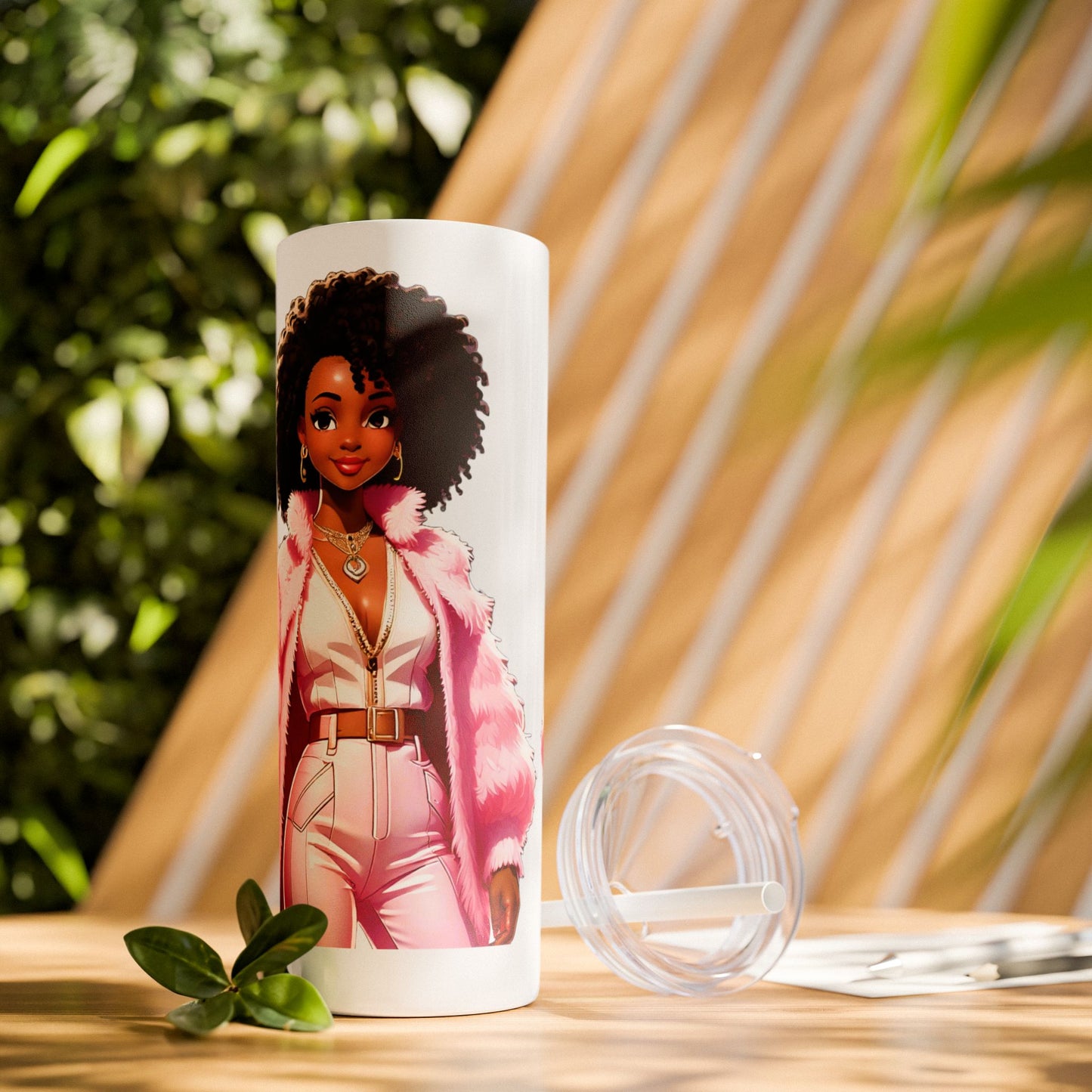 SUPPORT PINK - Skinny Tumbler with Straw, 20oz