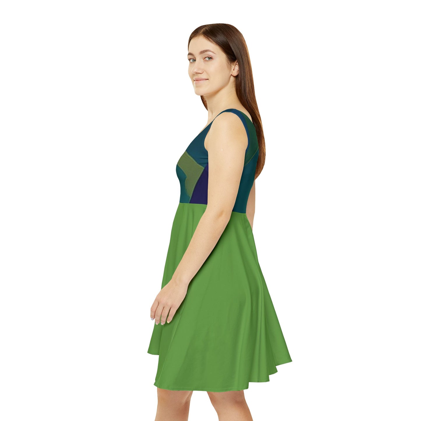 I SUPPORT GREEN - Women's Skater Dress (AOP)