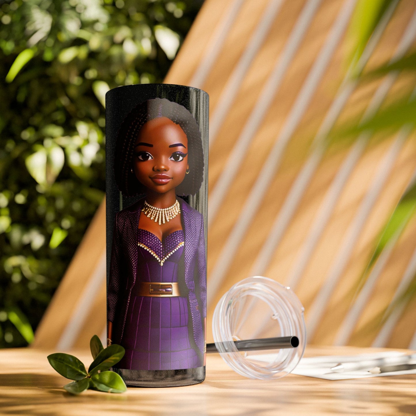 I SUPPORT PURPLE - Skinny Tumbler with Straw, 20oz