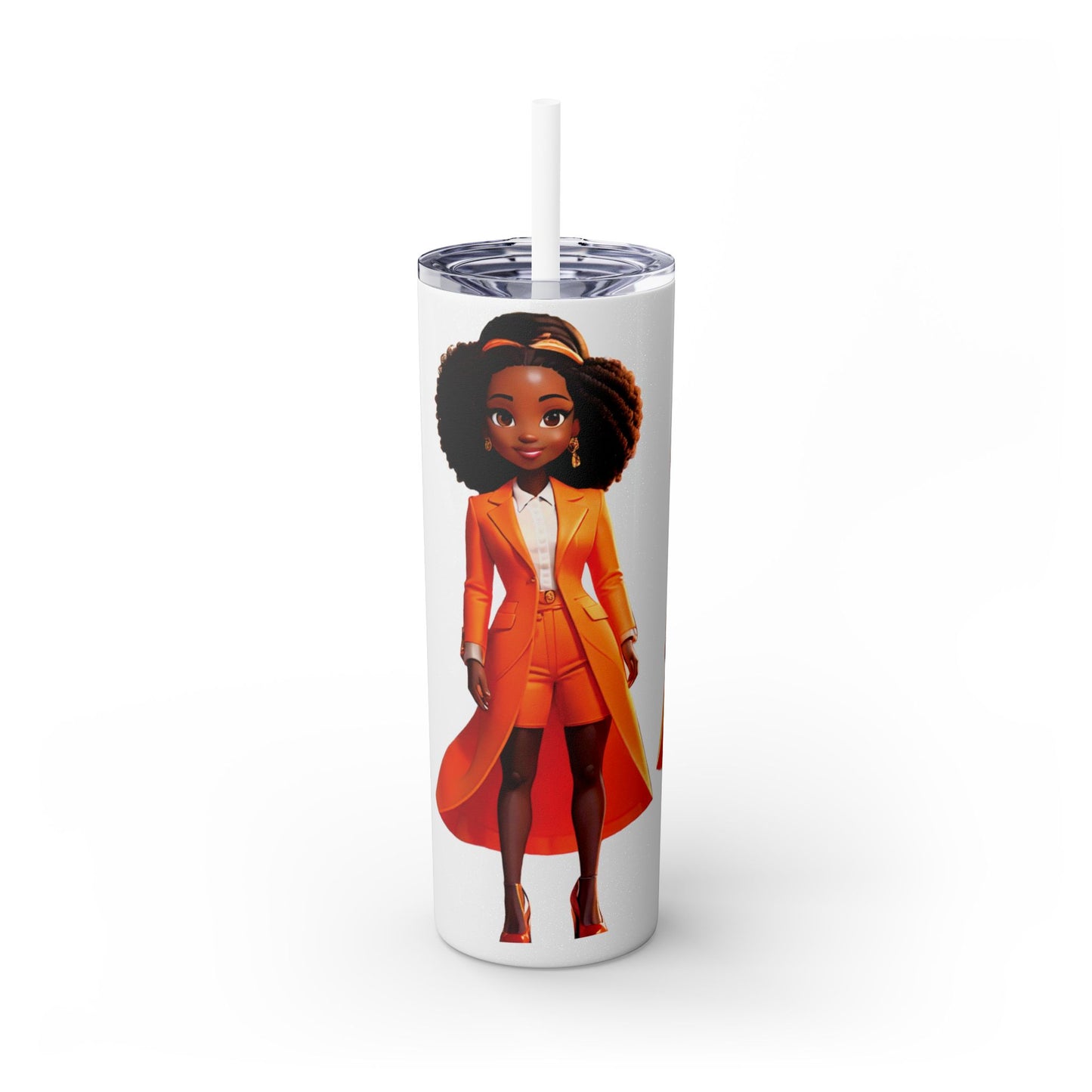 I SUPPORT ORANGE - Skinny Tumbler with Straw, 20oz
