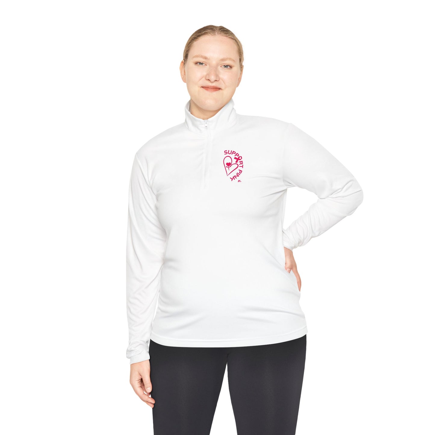 SUPPORT PINK 2 - Unisex Quarter-Zip Pullover