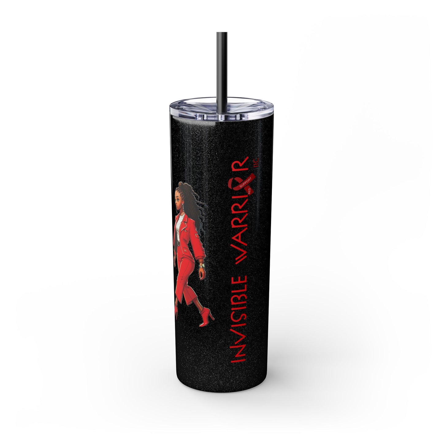 I SUPPORT RED - Skinny Tumbler with Straw, 20oz
