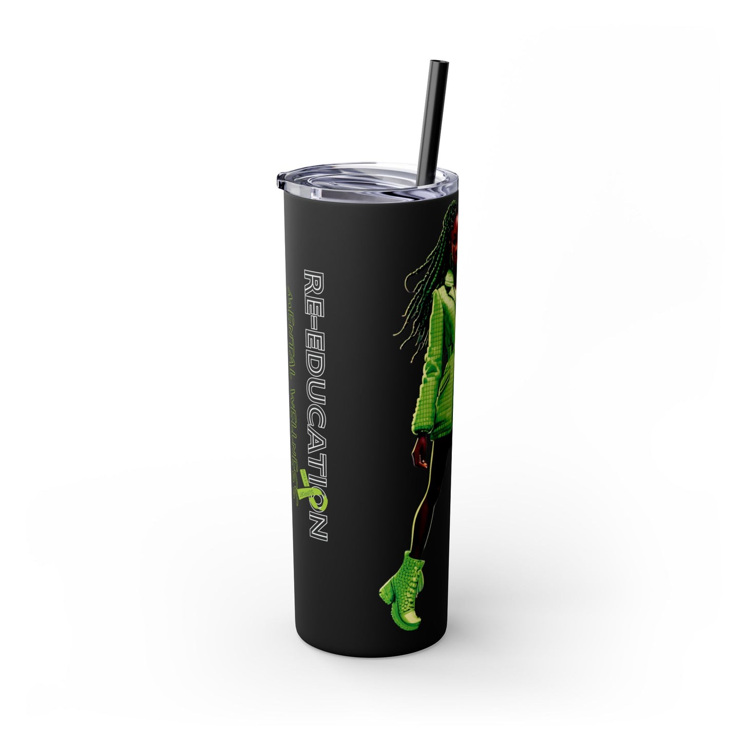 I SUPPORT GREEN - Skinny Tumbler with Straw, 20oz