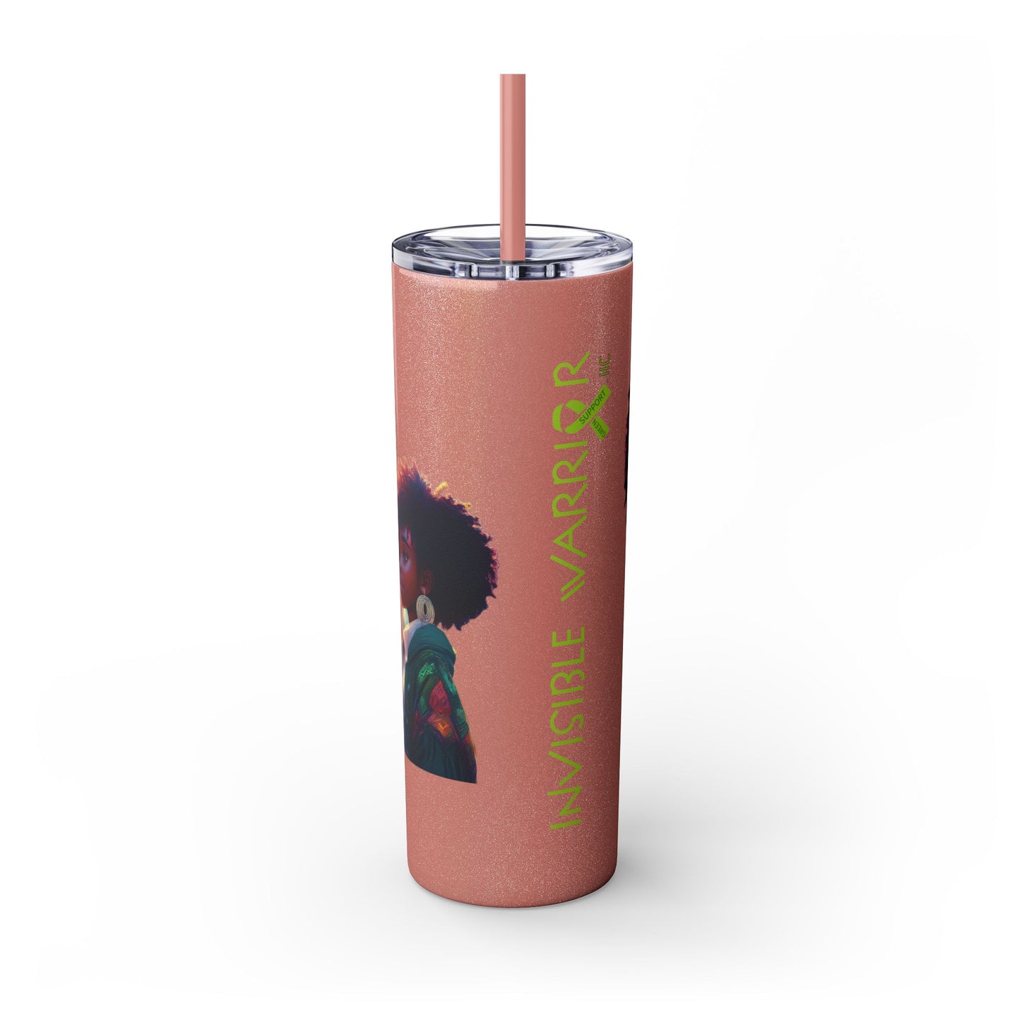 I SUPPORT GREEN - Skinny Tumbler with Straw, 20oz
