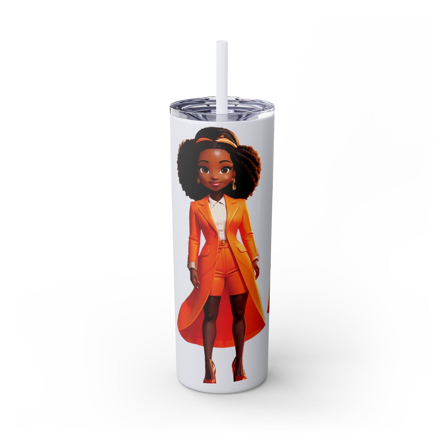 I SUPPORT ORANGE - Skinny Tumbler with Straw, 20oz