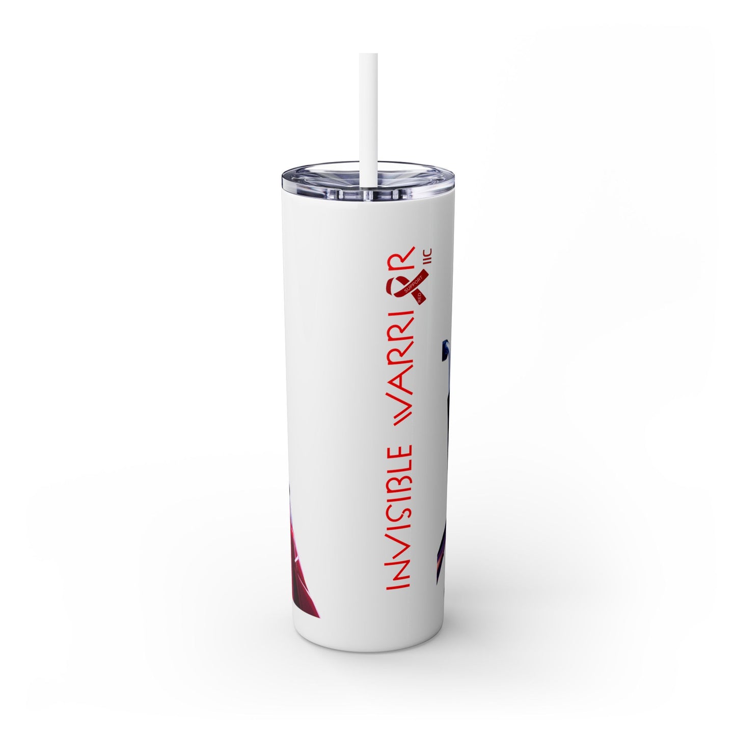I SUPPORT RED - Skinny Tumbler with Straw, 20oz