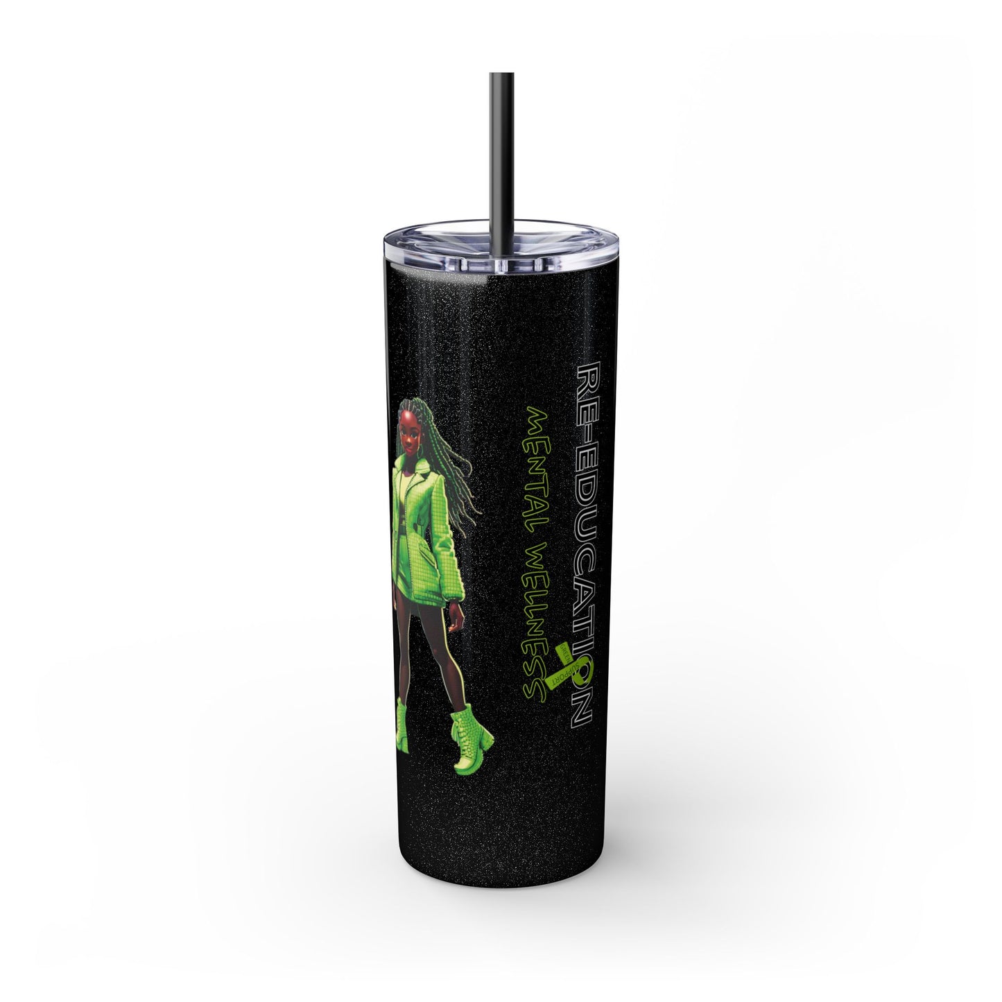 I SUPPORT GREEN - Skinny Tumbler with Straw, 20oz