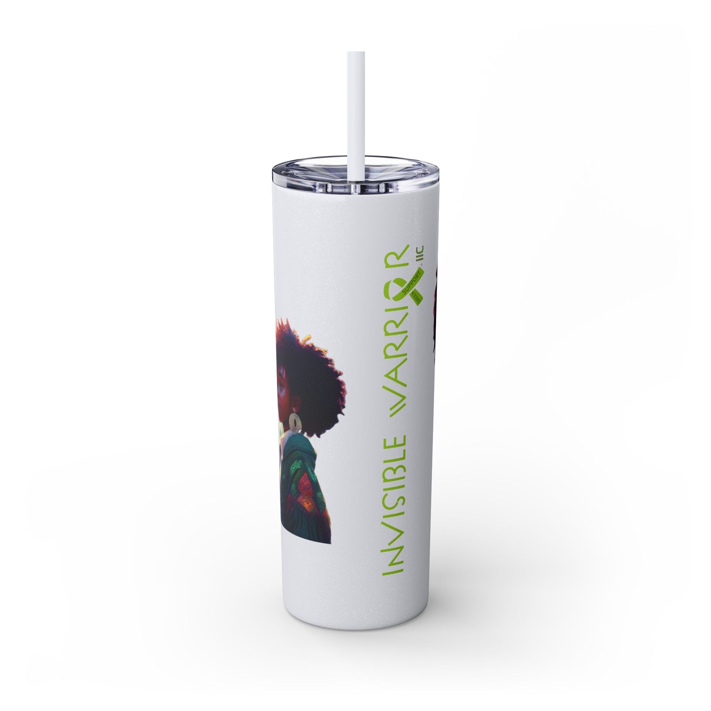 I SUPPORT GREEN - Skinny Tumbler with Straw, 20oz