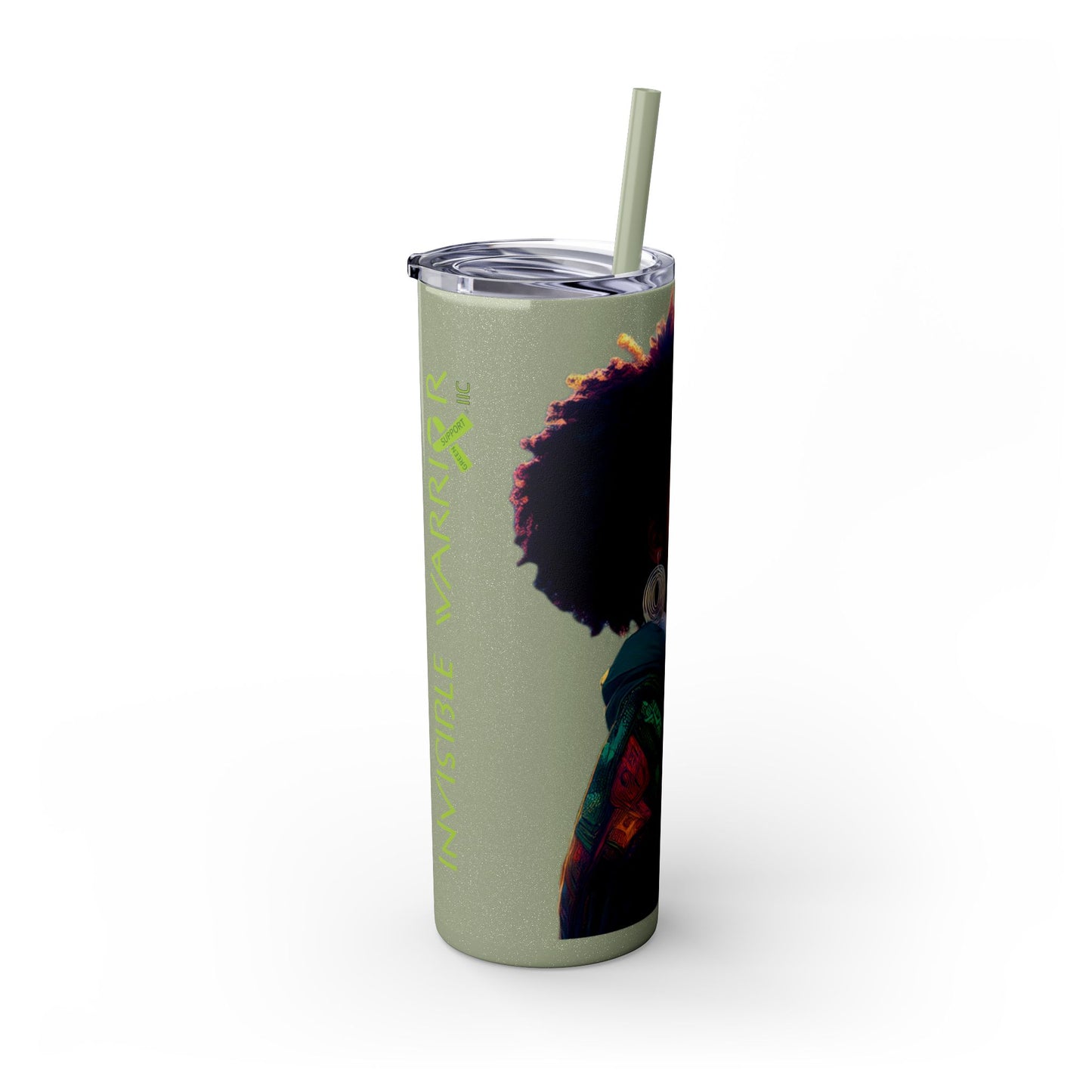 I SUPPORT GREEN - Skinny Tumbler with Straw, 20oz