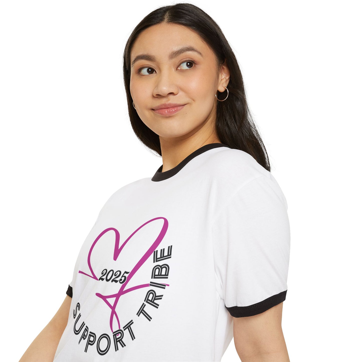 SUPPORT PINK - Unisex Cotton Ringer T-Shirt