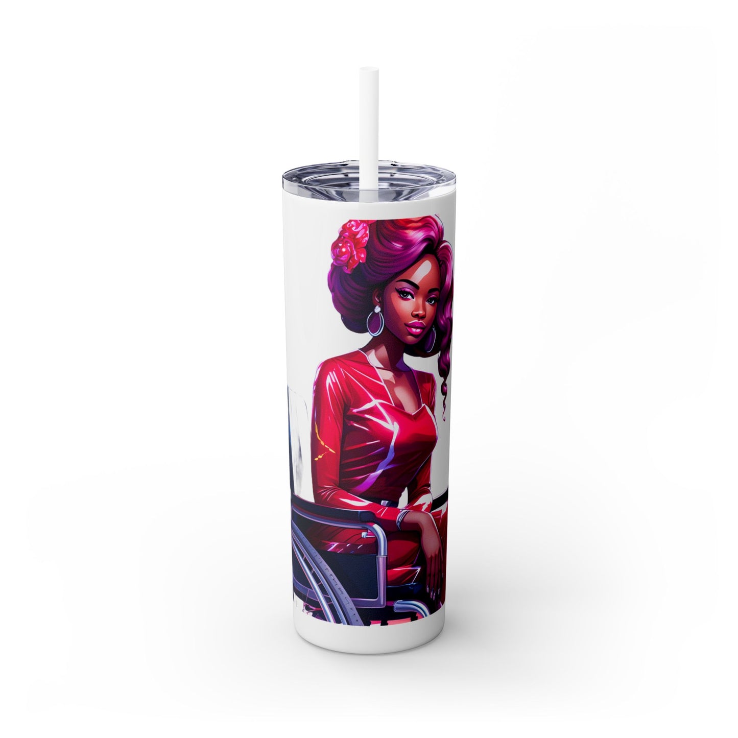 I SUPPORT RED - Skinny Tumbler with Straw, 20oz