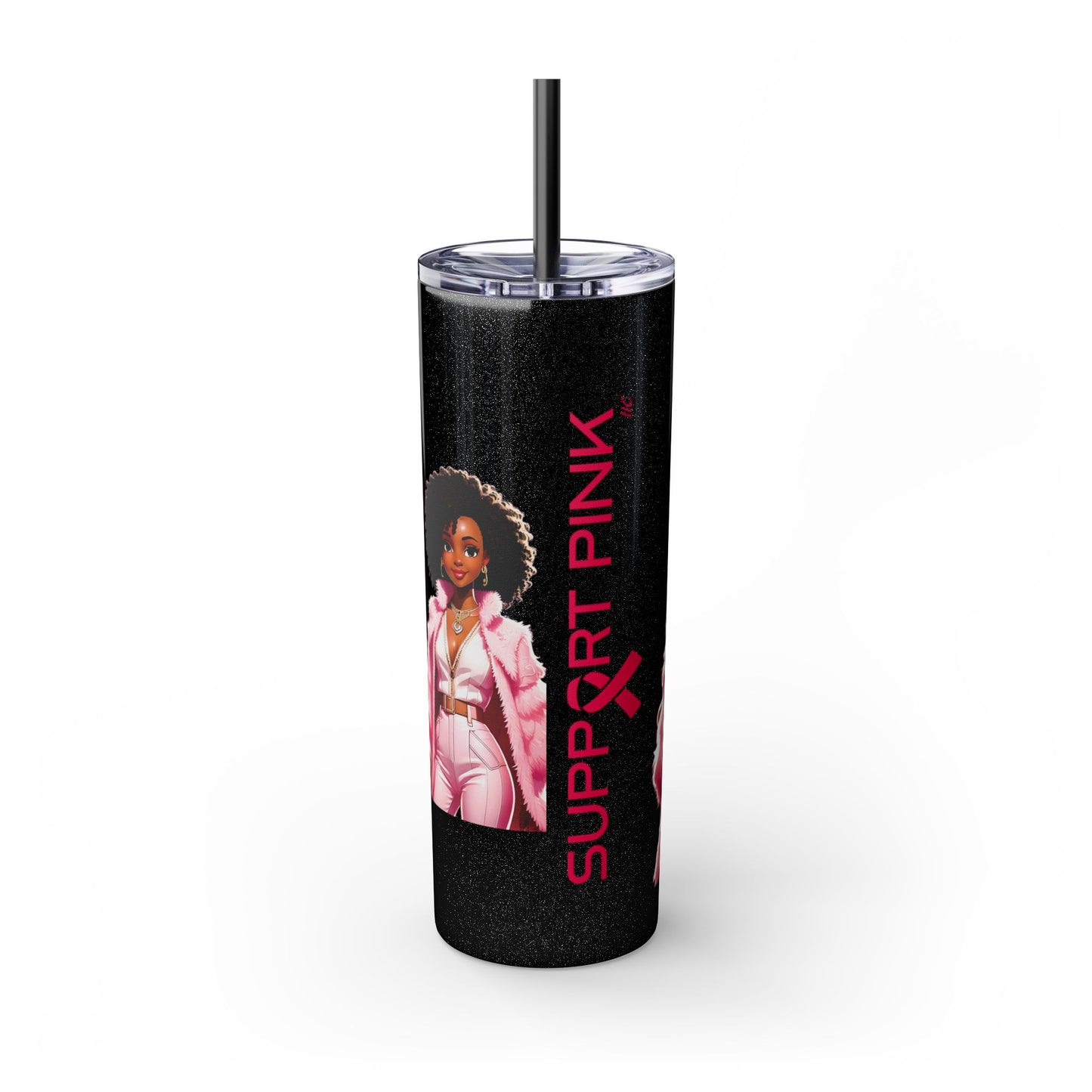 SUPPORT PINK - Skinny Tumbler with Straw, 20oz