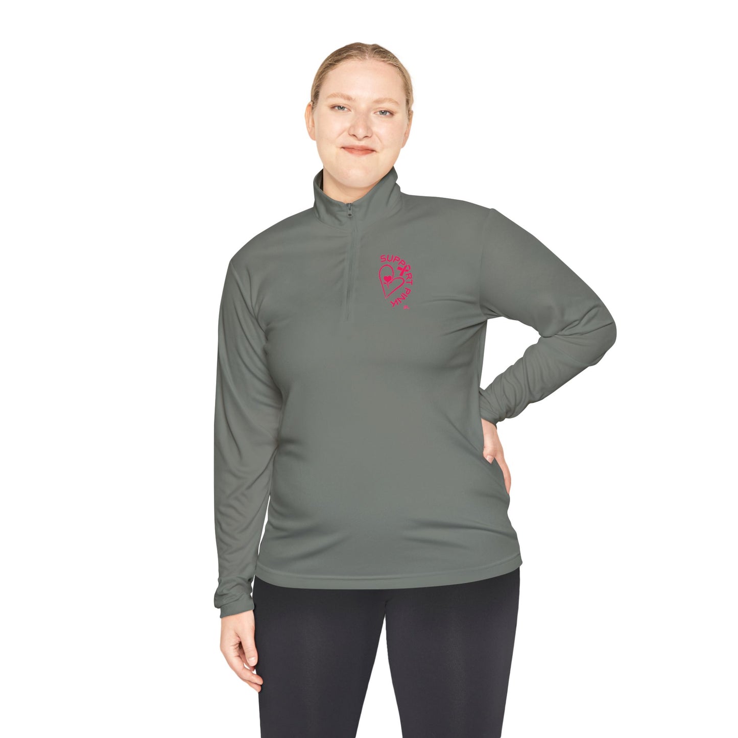 SUPPORT PINK 2 - Unisex Quarter-Zip Pullover