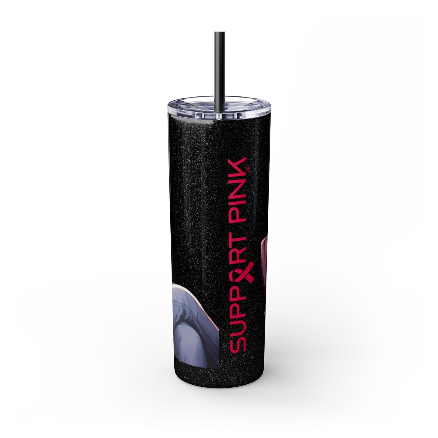 ***Exclusive Design*** I Support Pink 20oz Skinny Tumbler with Straw, Hot Cold Insulated Cup