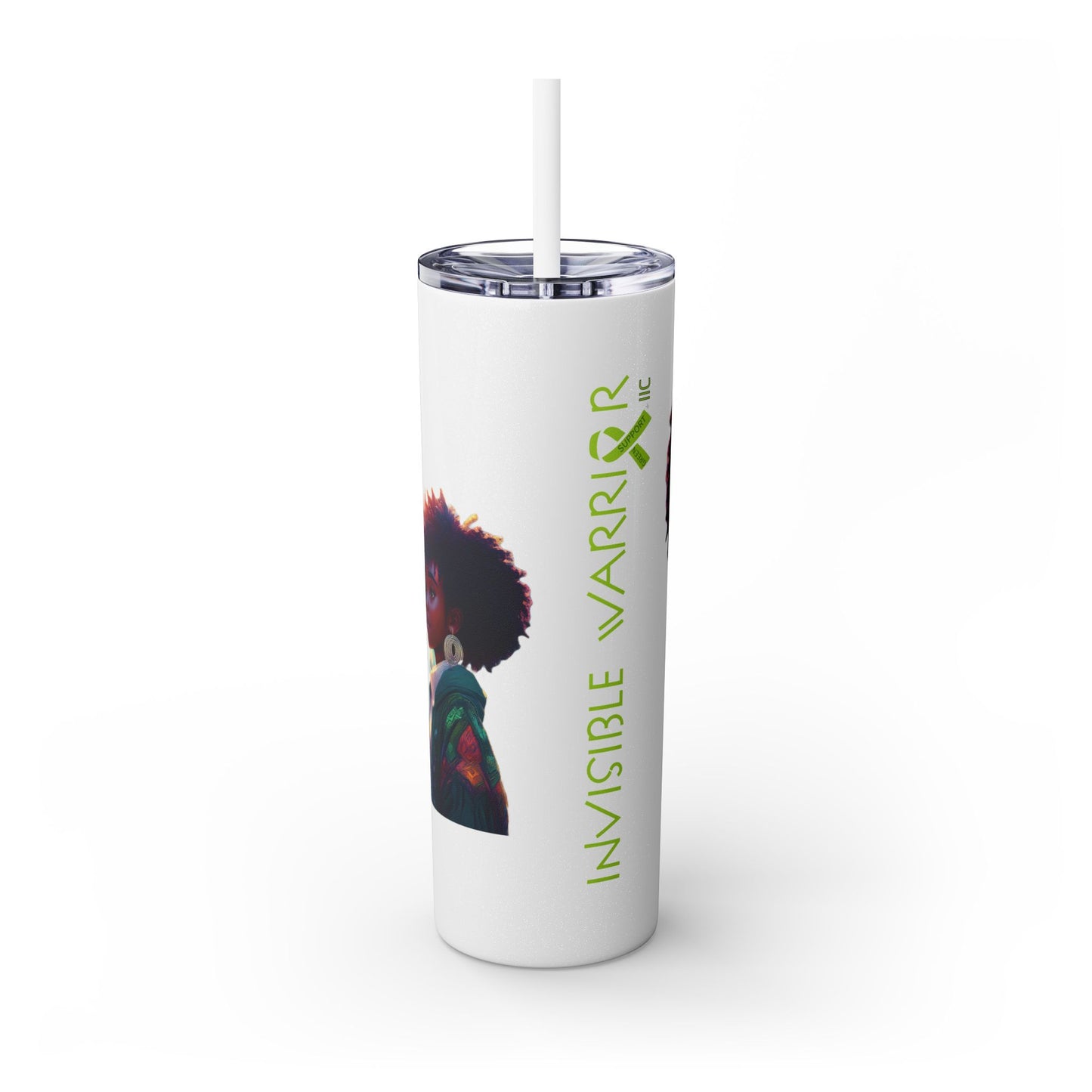 I SUPPORT GREEN - Skinny Tumbler with Straw, 20oz