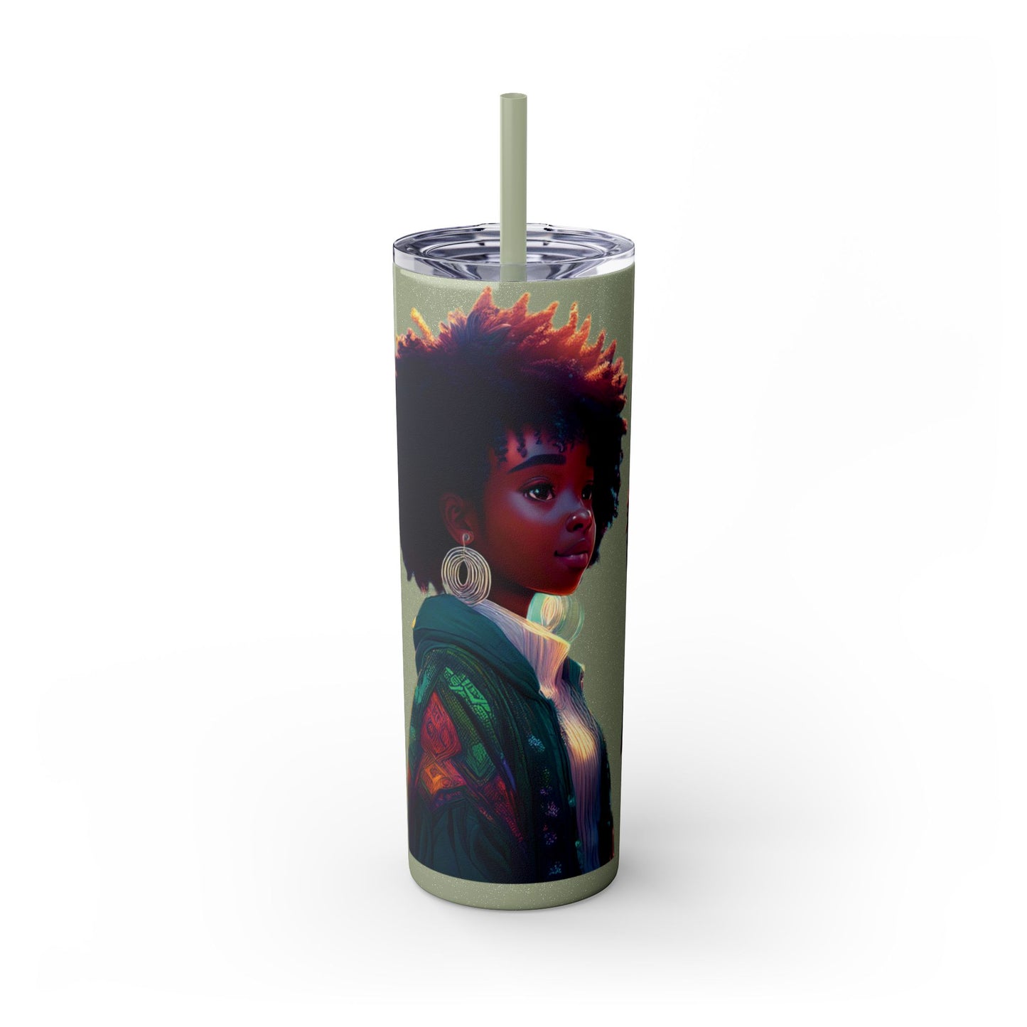 I SUPPORT GREEN - Skinny Tumbler with Straw, 20oz