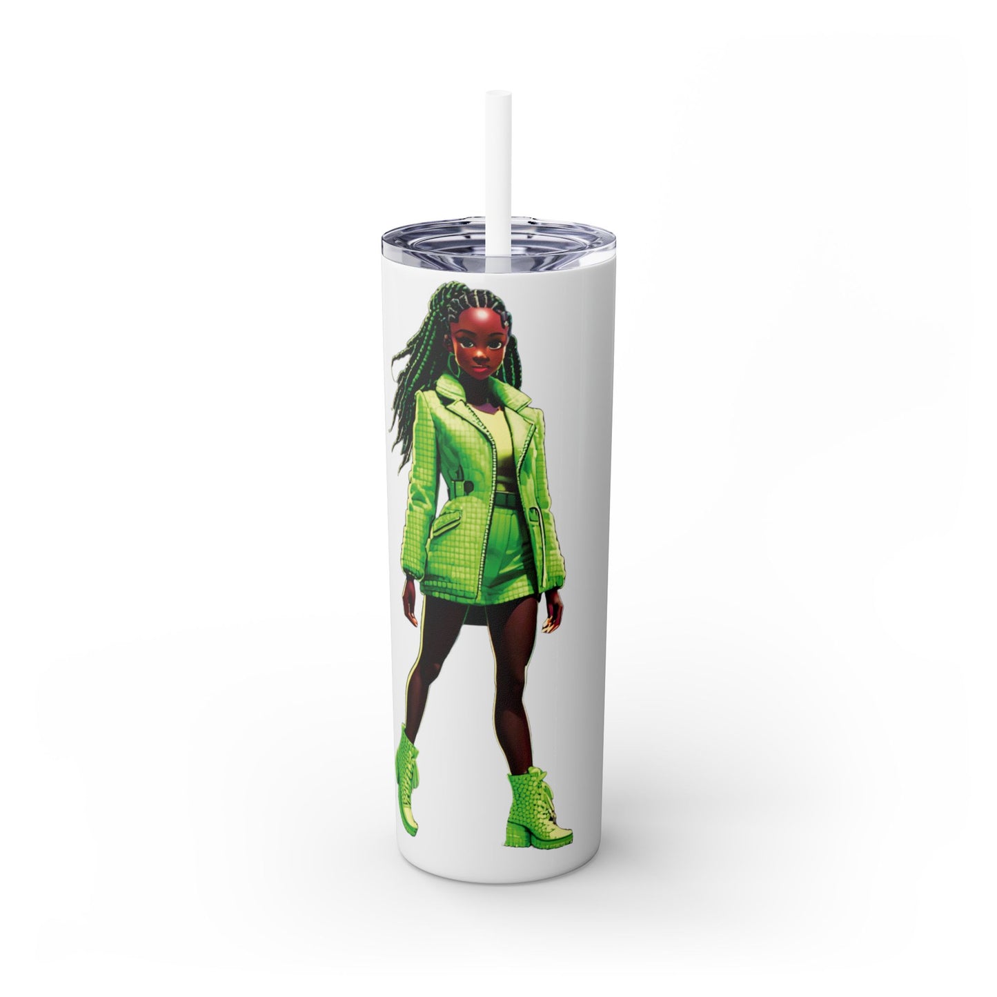 I SUPPORT GREEN - Skinny Tumbler with Straw, 20oz
