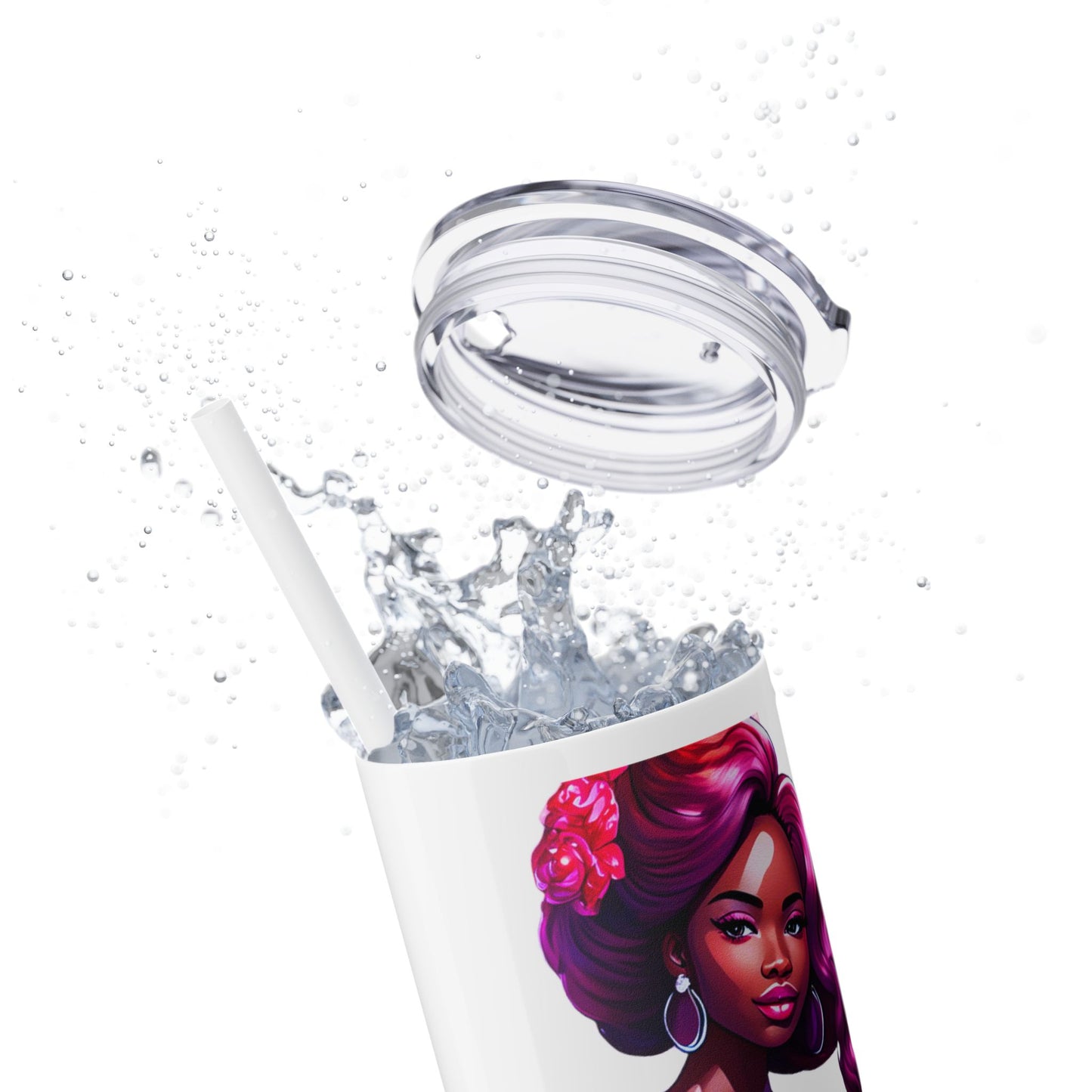 I SUPPORT RED - Skinny Tumbler with Straw, 20oz