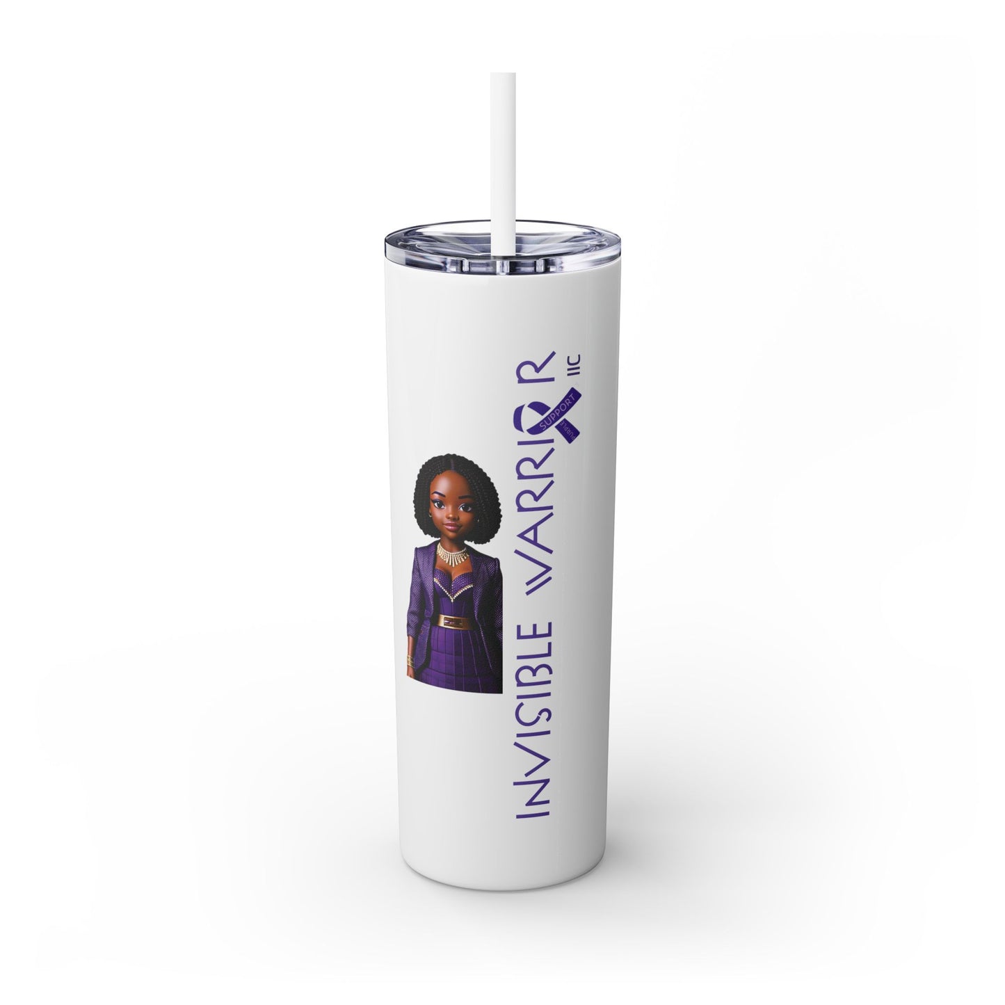 I SUPPORT PURPLE - Skinny Tumbler with Straw, 20oz