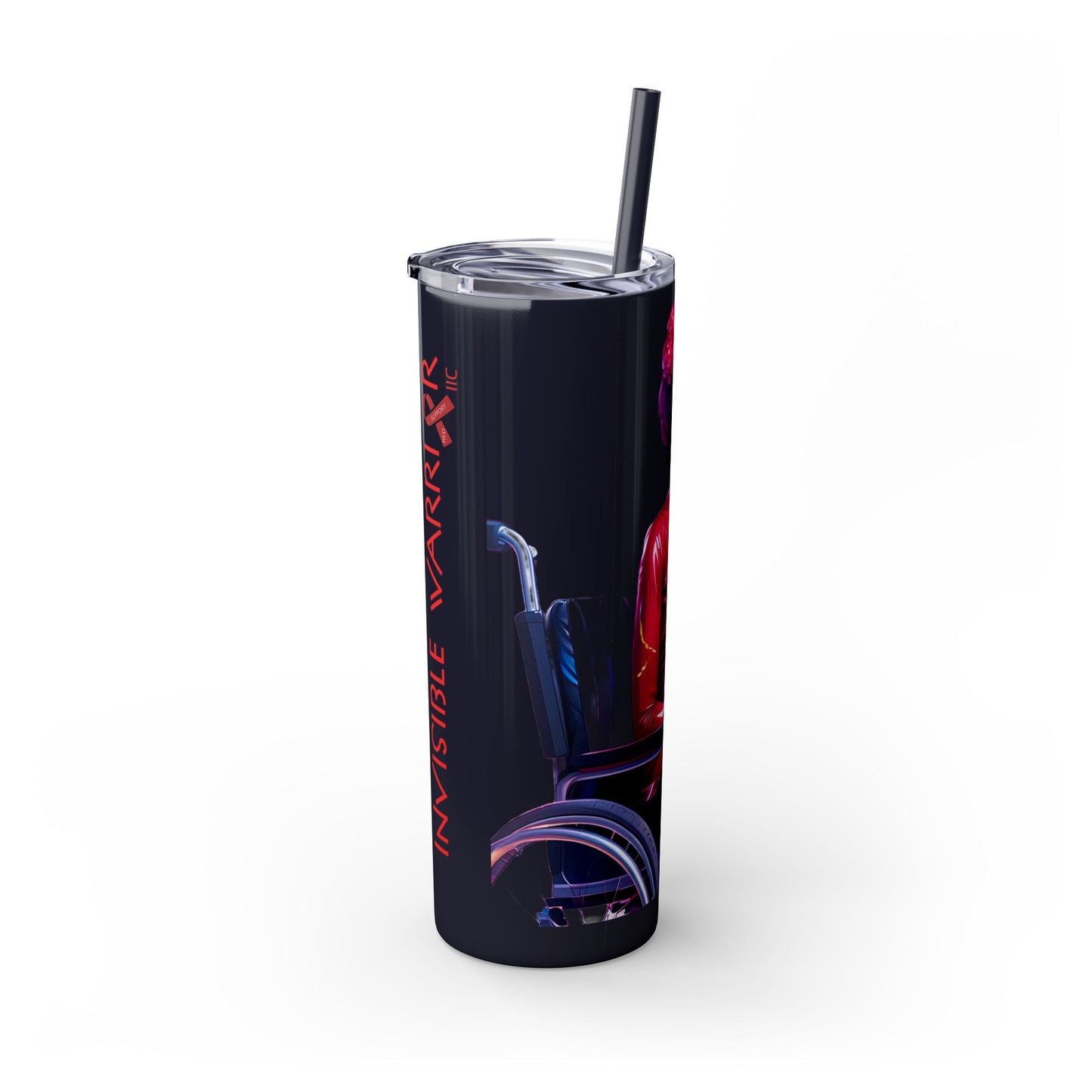 I SUPPORT RED - Skinny Tumbler with Straw, 20oz