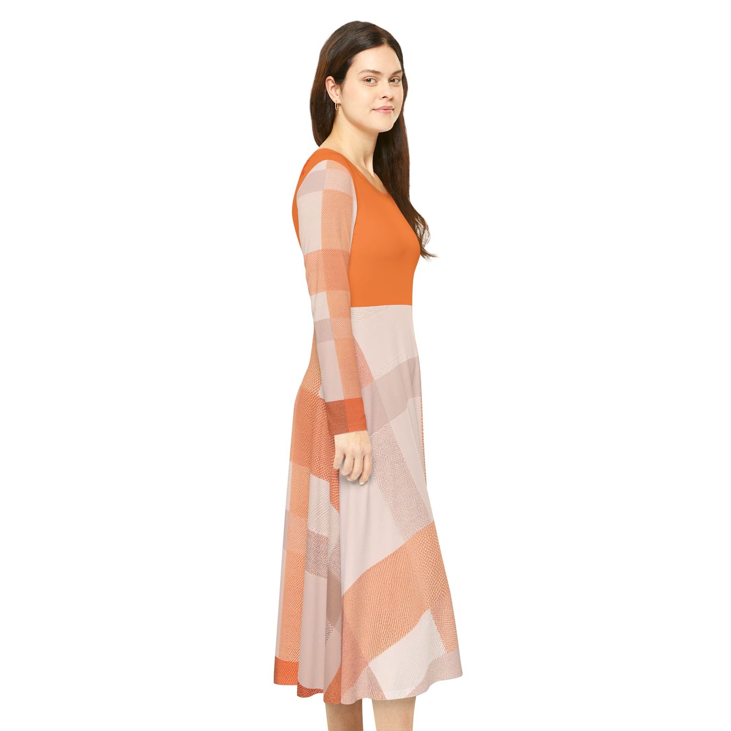 I SUPPORT ORANGE - Women's Long Sleeve Dance Dress (AOP)