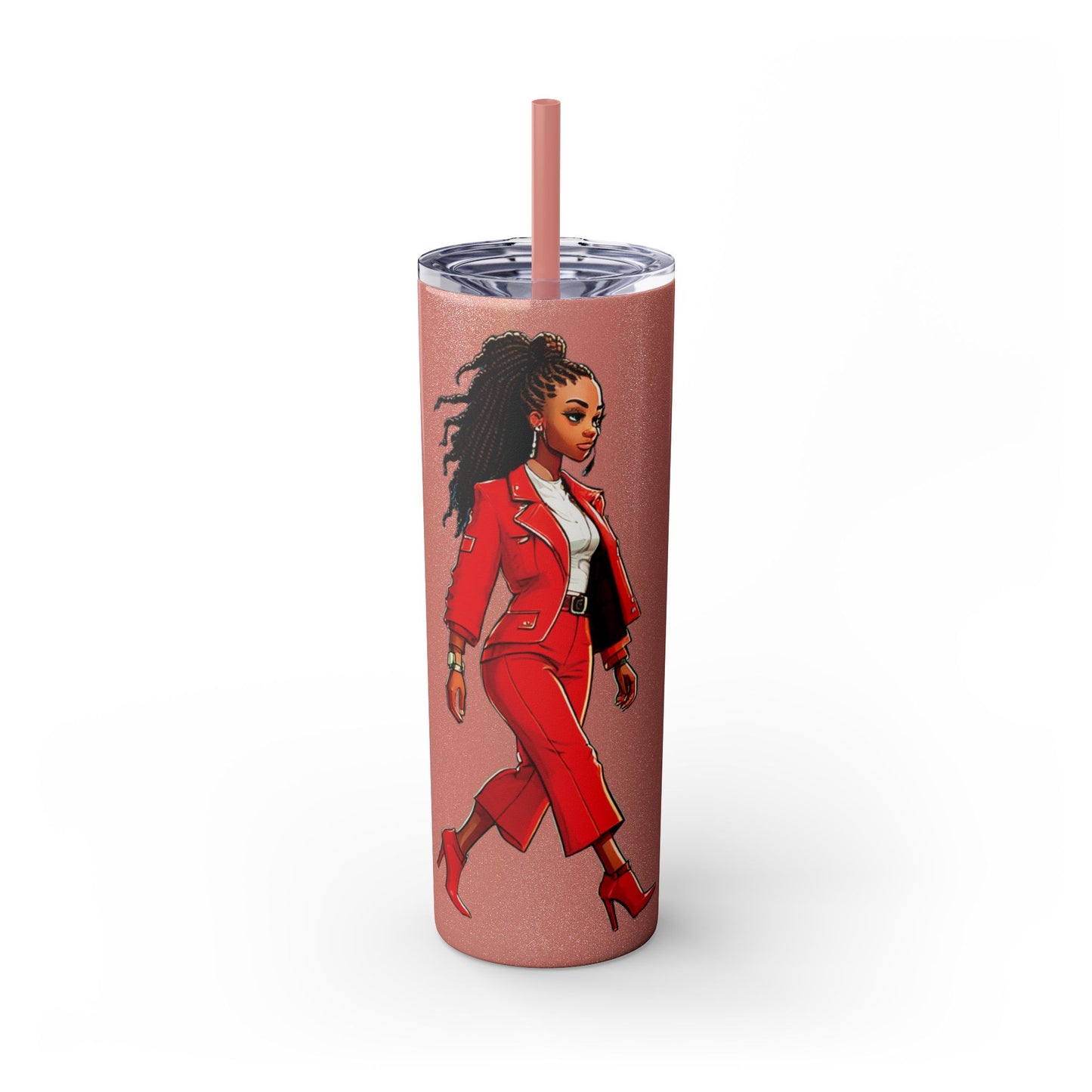 I SUPPORT RED - Skinny Tumbler with Straw, 20oz