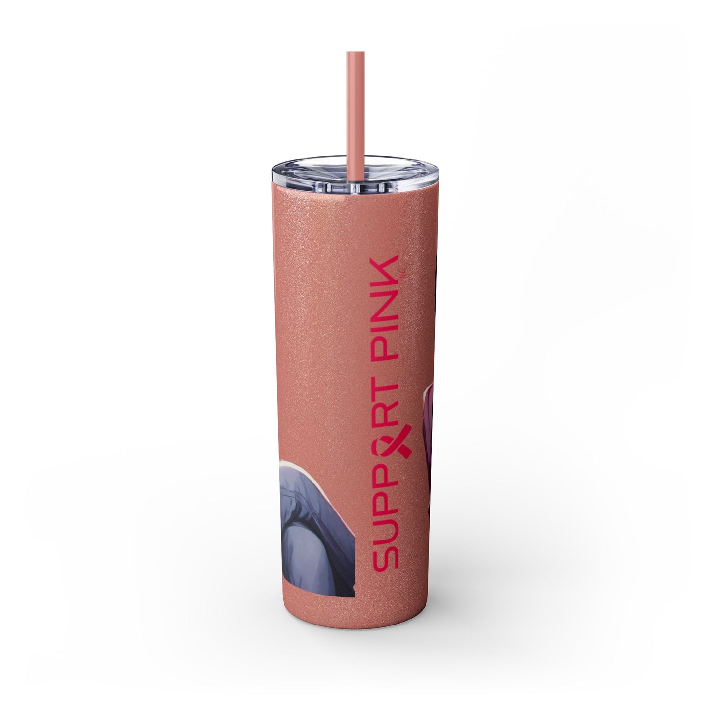 ***Exclusive Design*** I Support Pink 20oz Skinny Tumbler with Straw, Hot Cold Insulated Cup