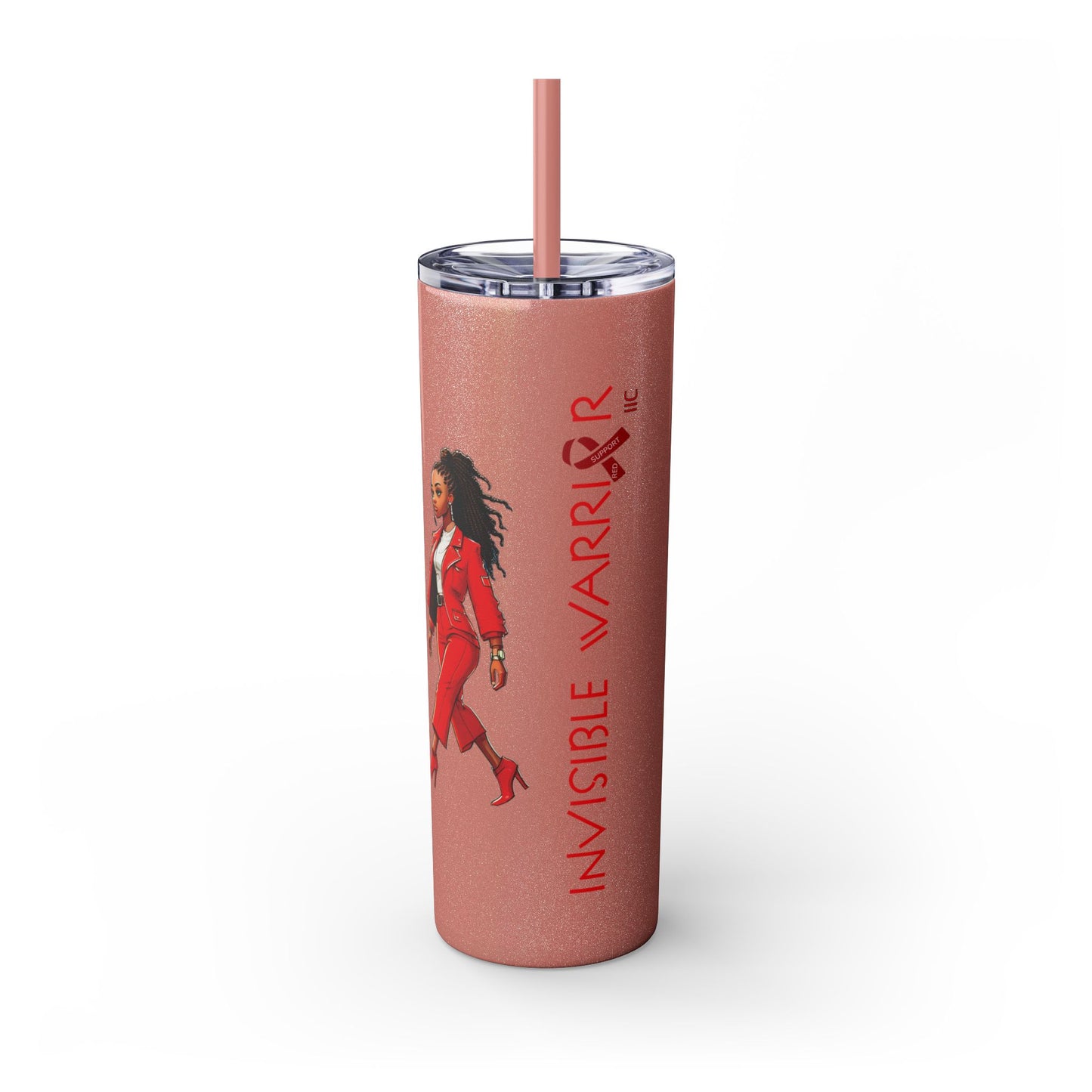I SUPPORT RED - Skinny Tumbler with Straw, 20oz