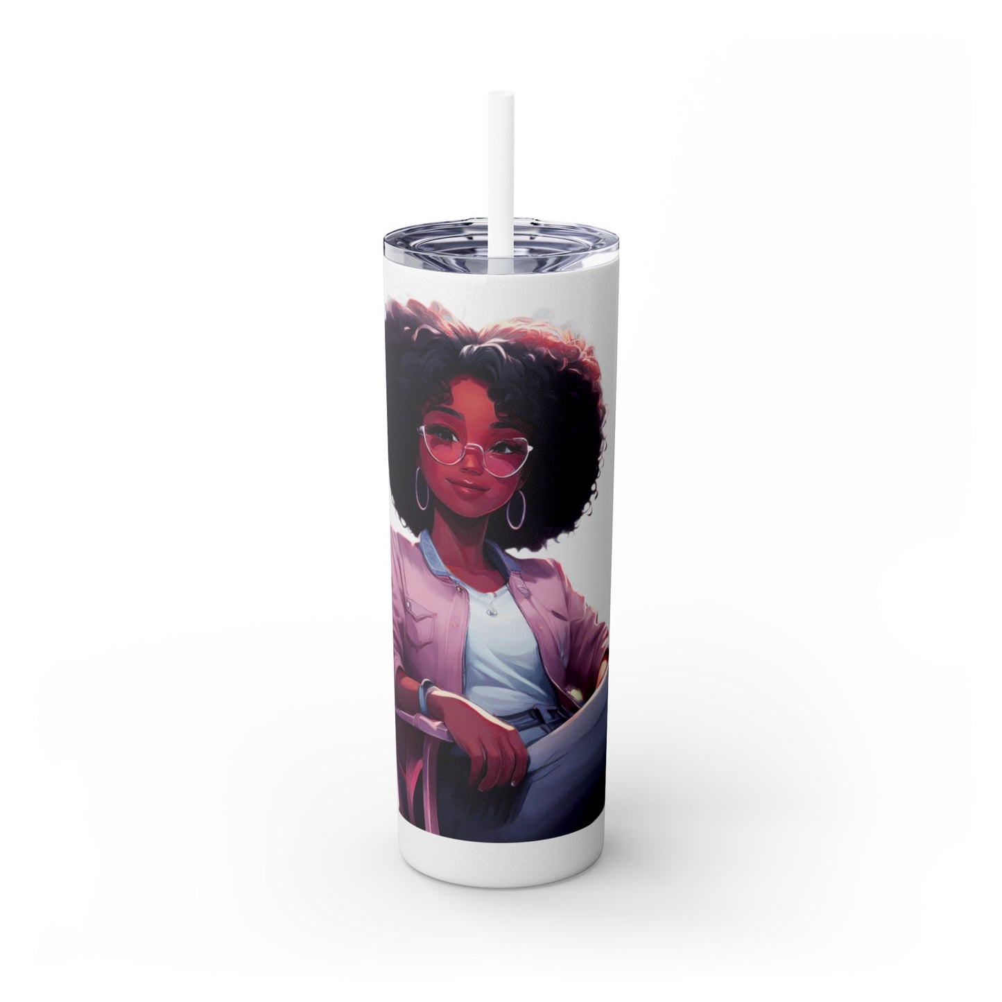 ***Exclusive Design*** I Support Pink 20oz Skinny Tumbler with Straw, Hot Cold Insulated Cup