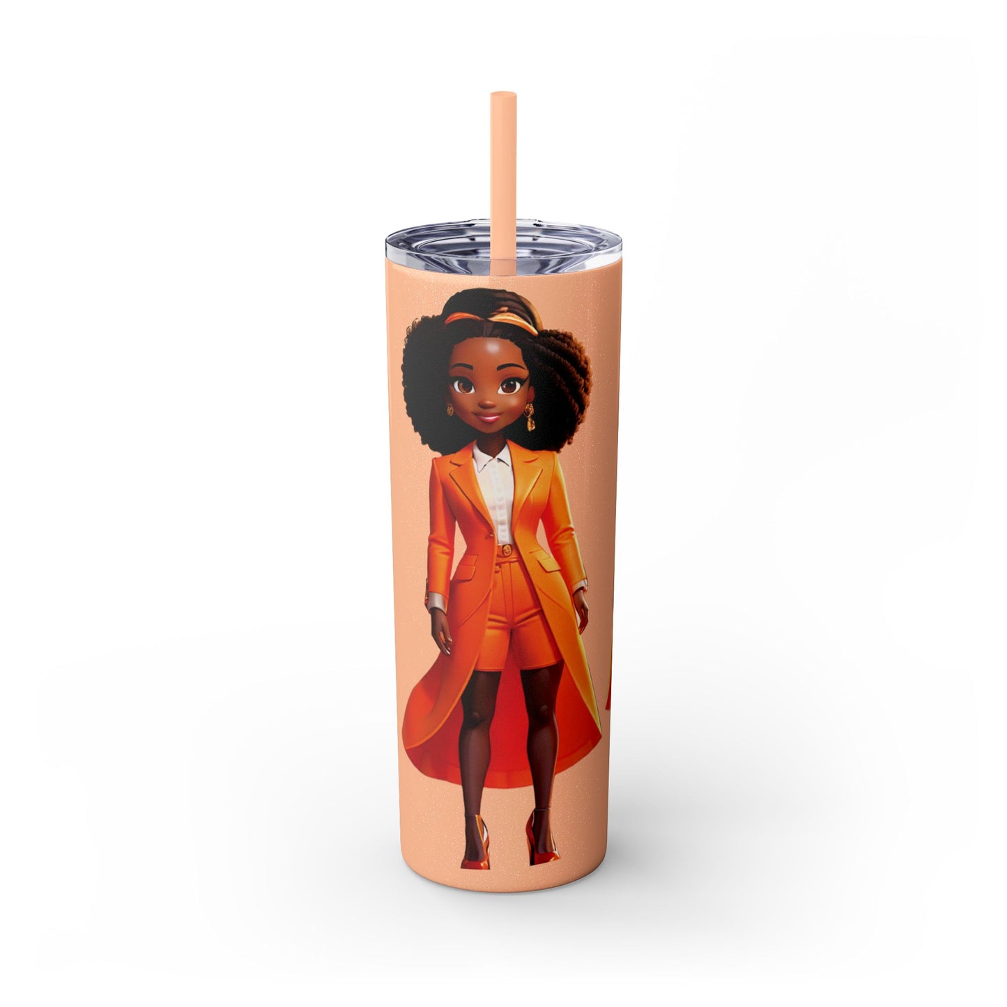 I SUPPORT ORANGE - Skinny Tumbler with Straw, 20oz