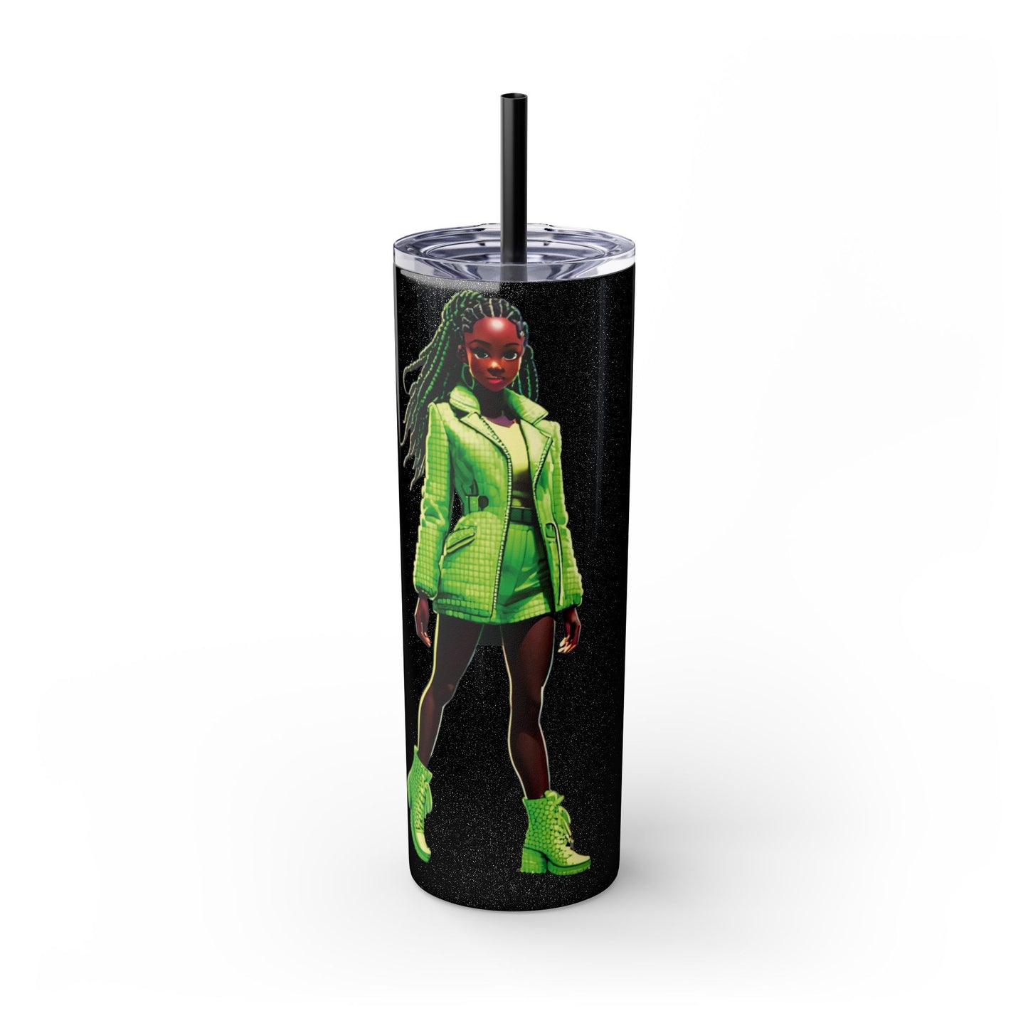 I SUPPORT GREEN - Skinny Tumbler with Straw, 20oz