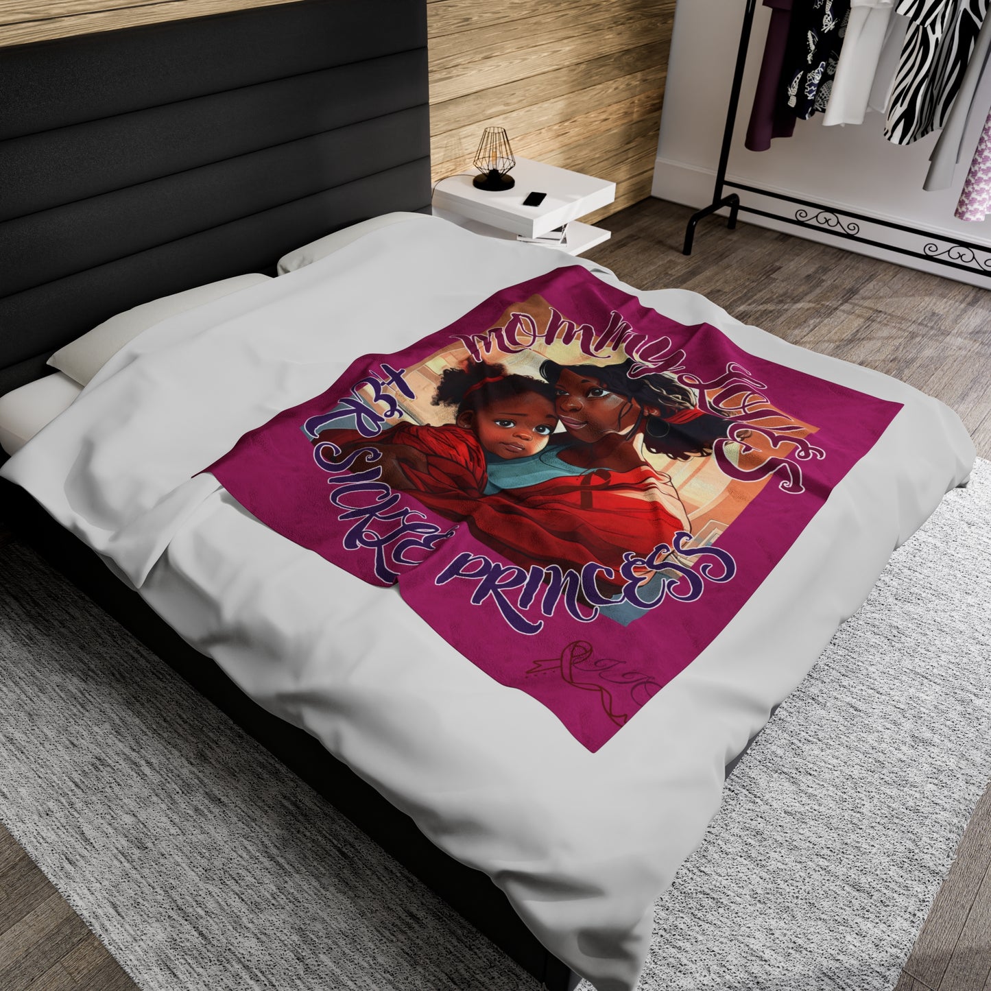 Mommy Loves Velveteen Plush Blanket