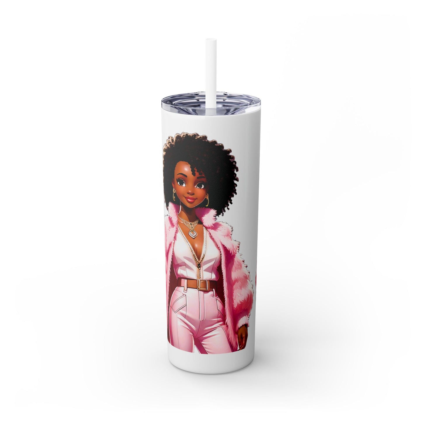 SUPPORT PINK - Skinny Tumbler with Straw, 20oz