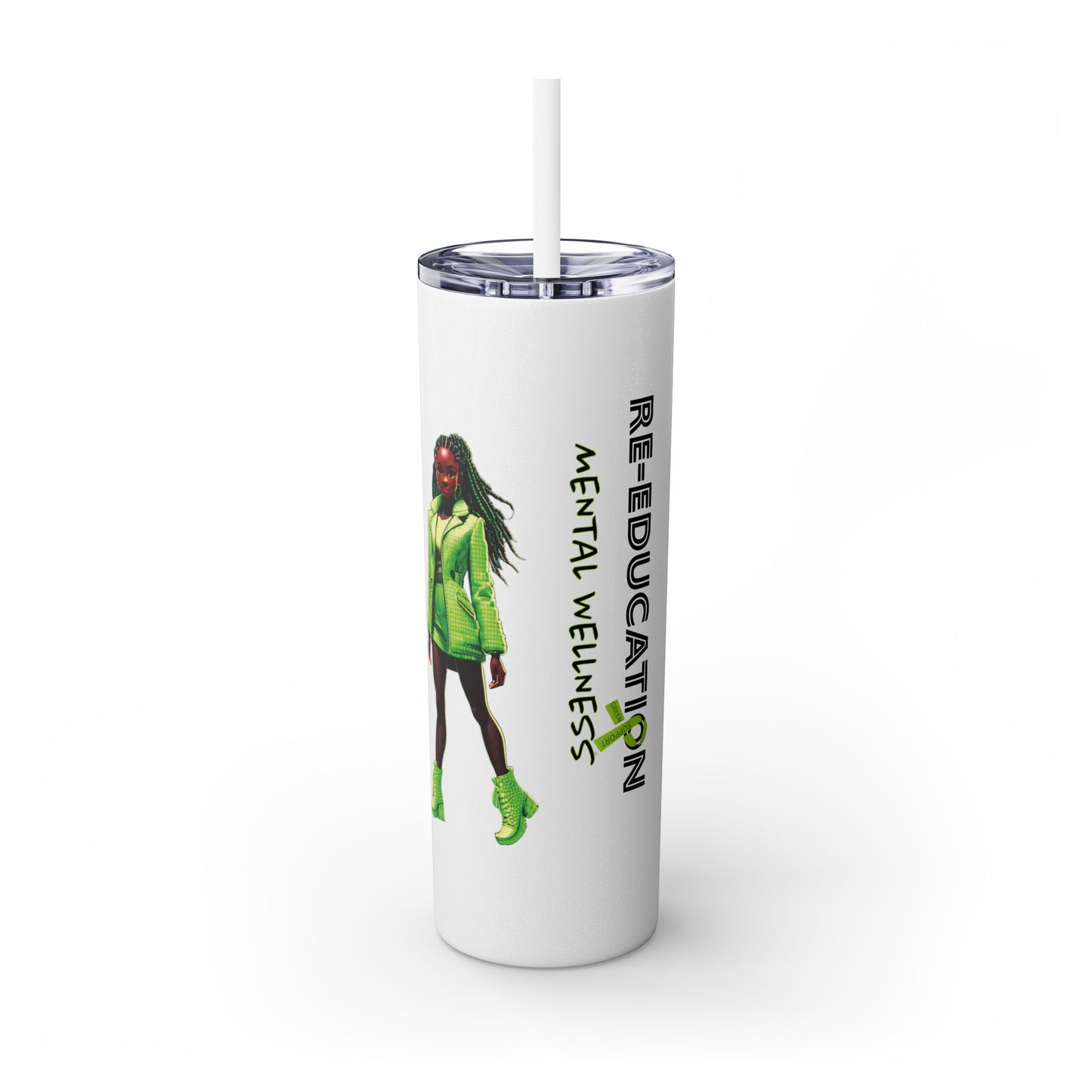 I SUPPORT GREEN - Skinny Tumbler with Straw, 20oz