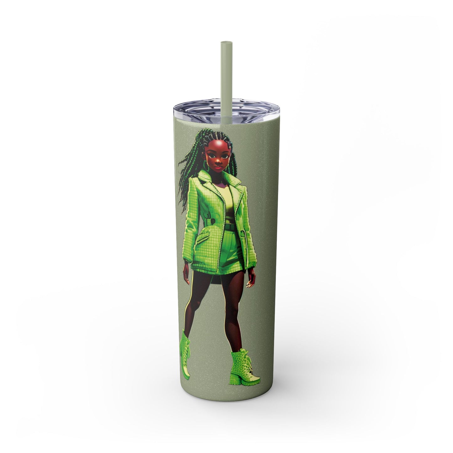 I SUPPORT GREEN - Skinny Tumbler with Straw, 20oz
