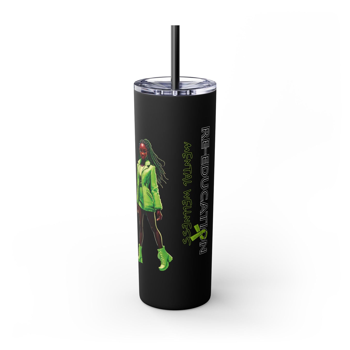 I SUPPORT GREEN - Skinny Tumbler with Straw, 20oz