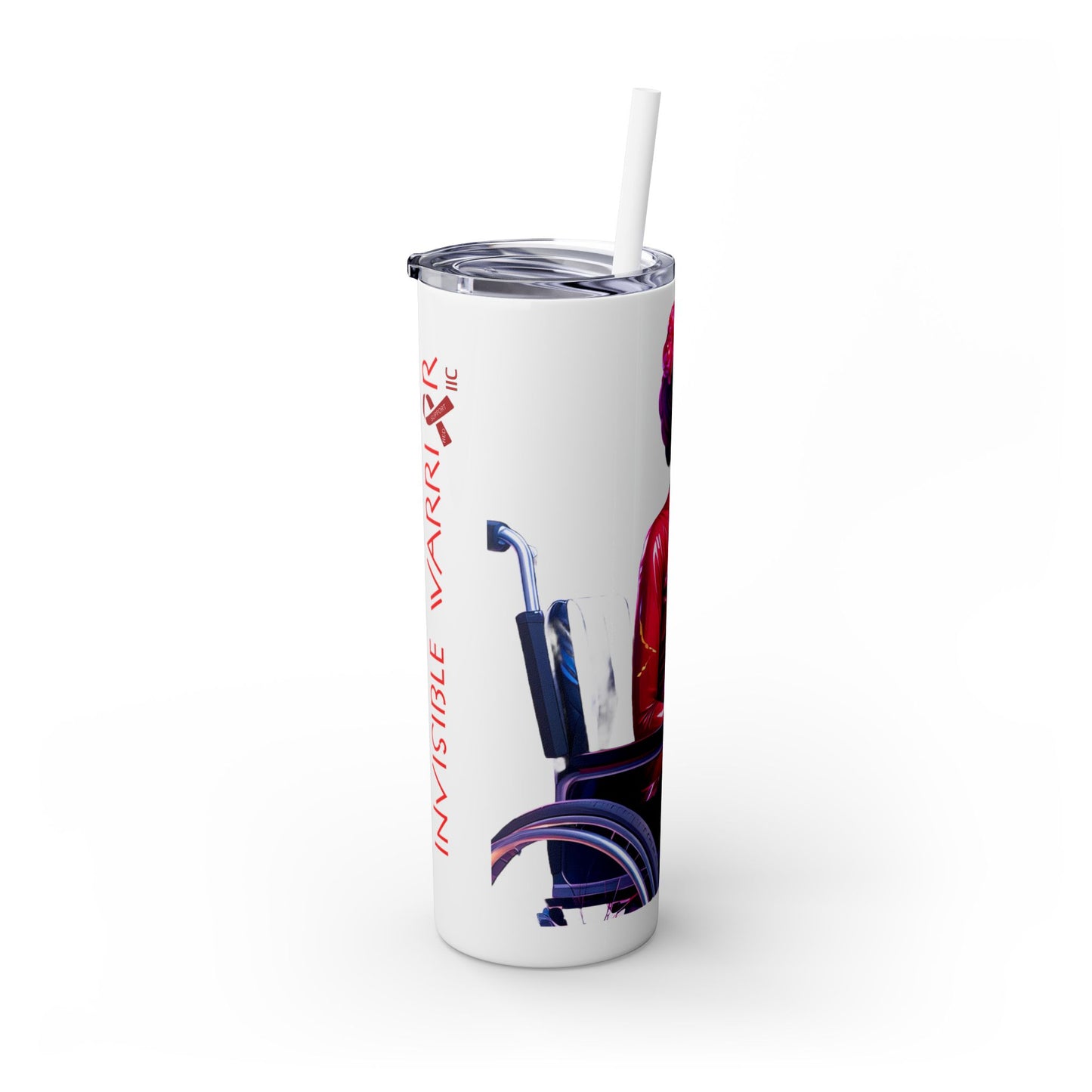 I SUPPORT RED - Skinny Tumbler with Straw, 20oz