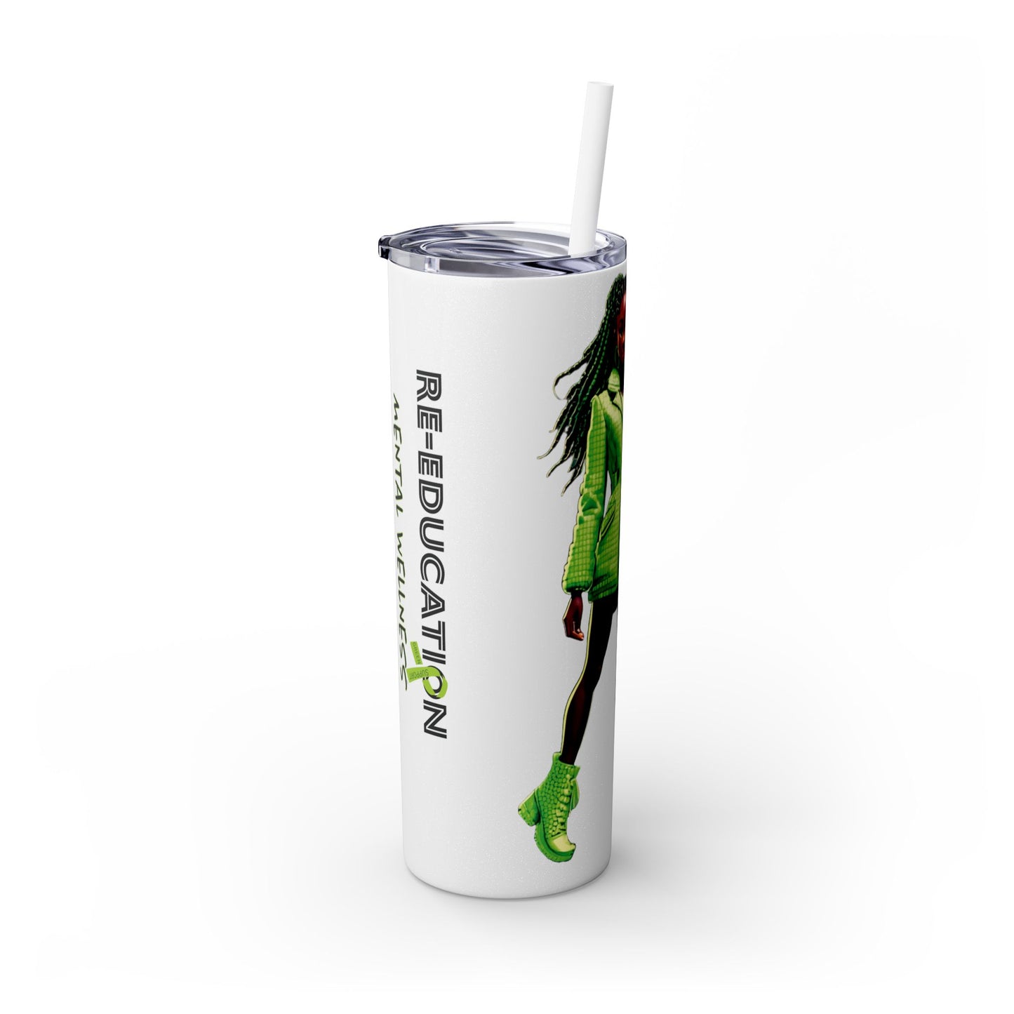 I SUPPORT GREEN - Skinny Tumbler with Straw, 20oz