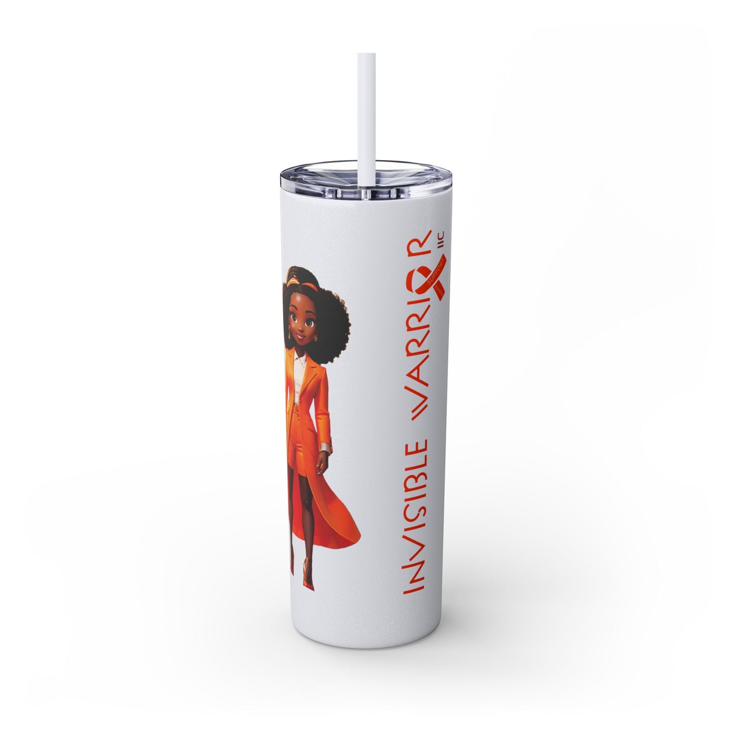 I SUPPORT ORANGE - Skinny Tumbler with Straw, 20oz